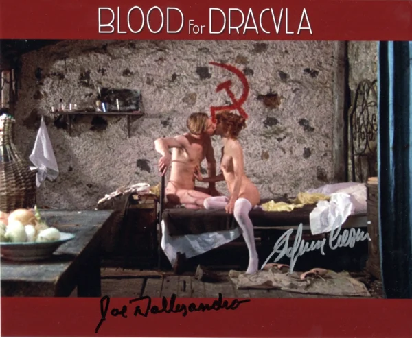 Joe Dallesandro and Stefania Casini - Signed Photo - Blood for Dracula (Dracula cerca sangue di vergine... e morì di sete!!!)