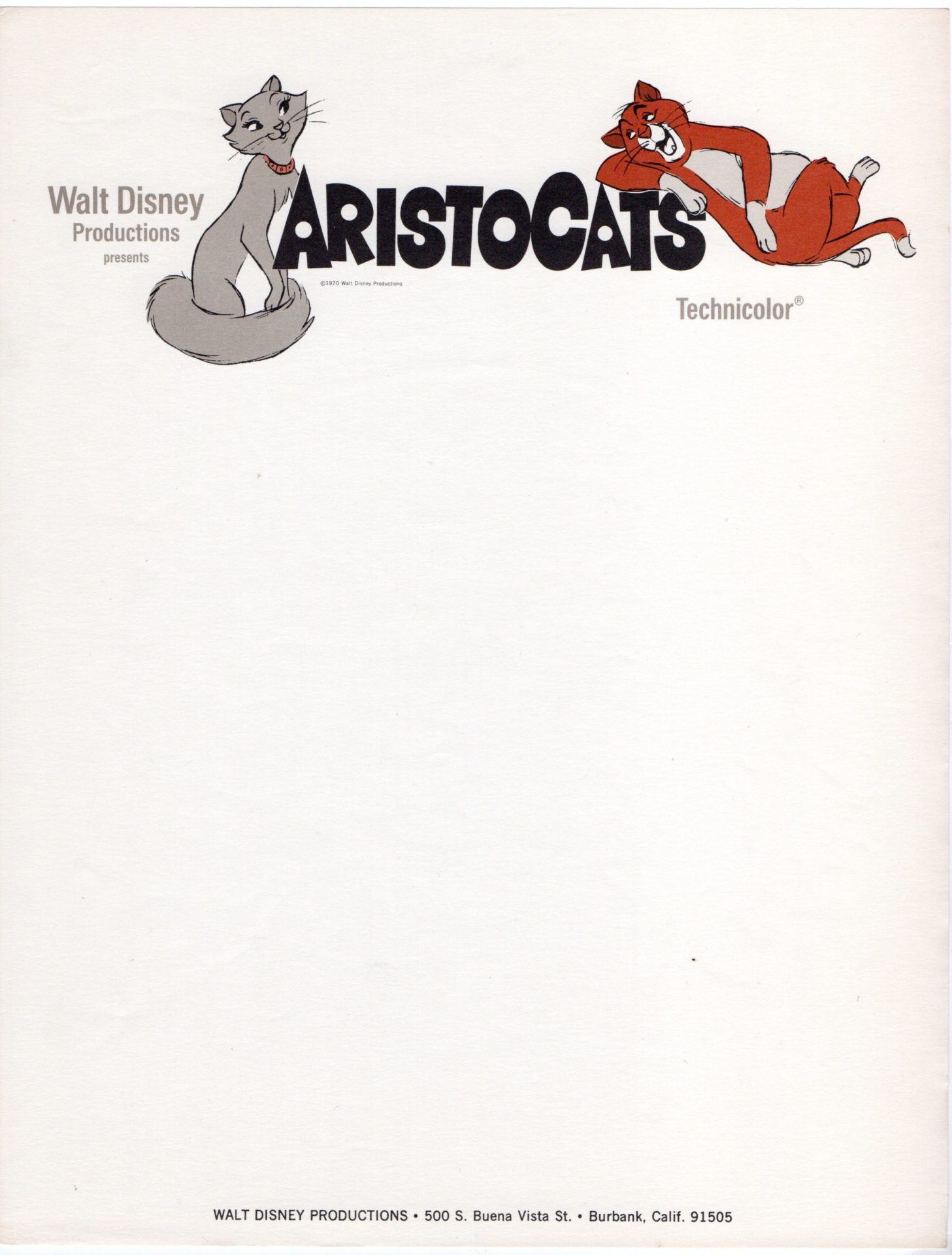 The Aristocats (1970) – Walt Disney Productions – Unused