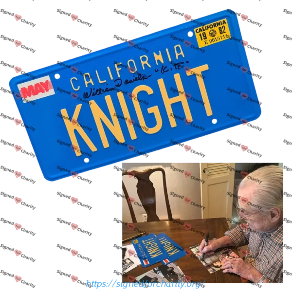 William Daniels - Hand Signed KITT Knight Rider License Plate