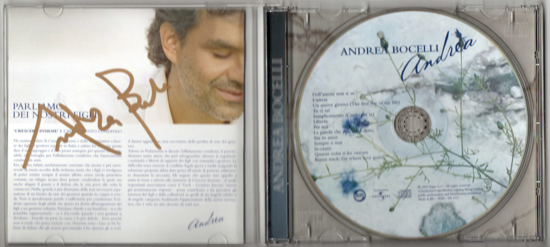 Andrea Bocelli – Signed Album (Cd) – Andrea - SignedForCharity