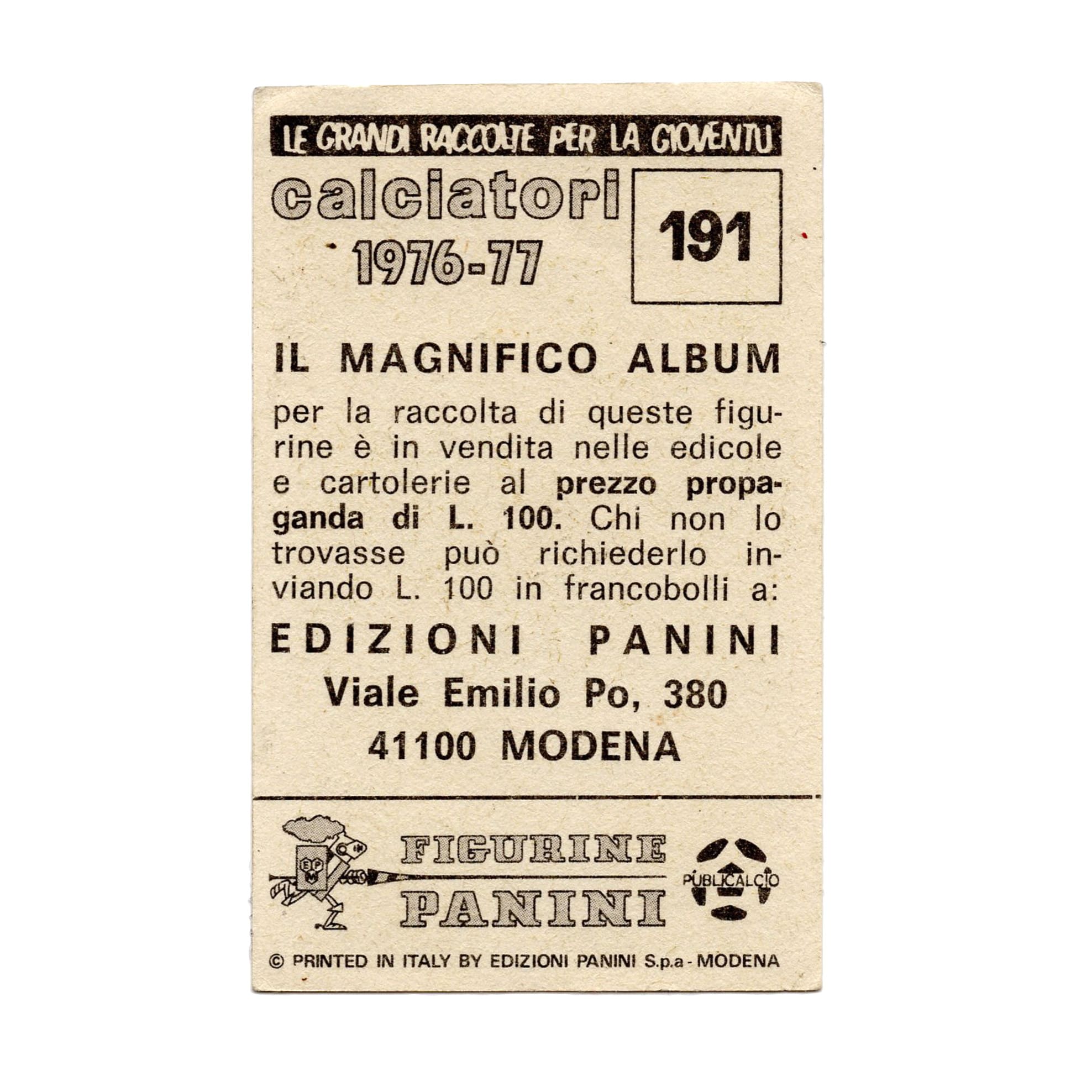 Fabio Capello - Autographed Soccer Sticker Card - Panini F.C. Juventus  1971-1972