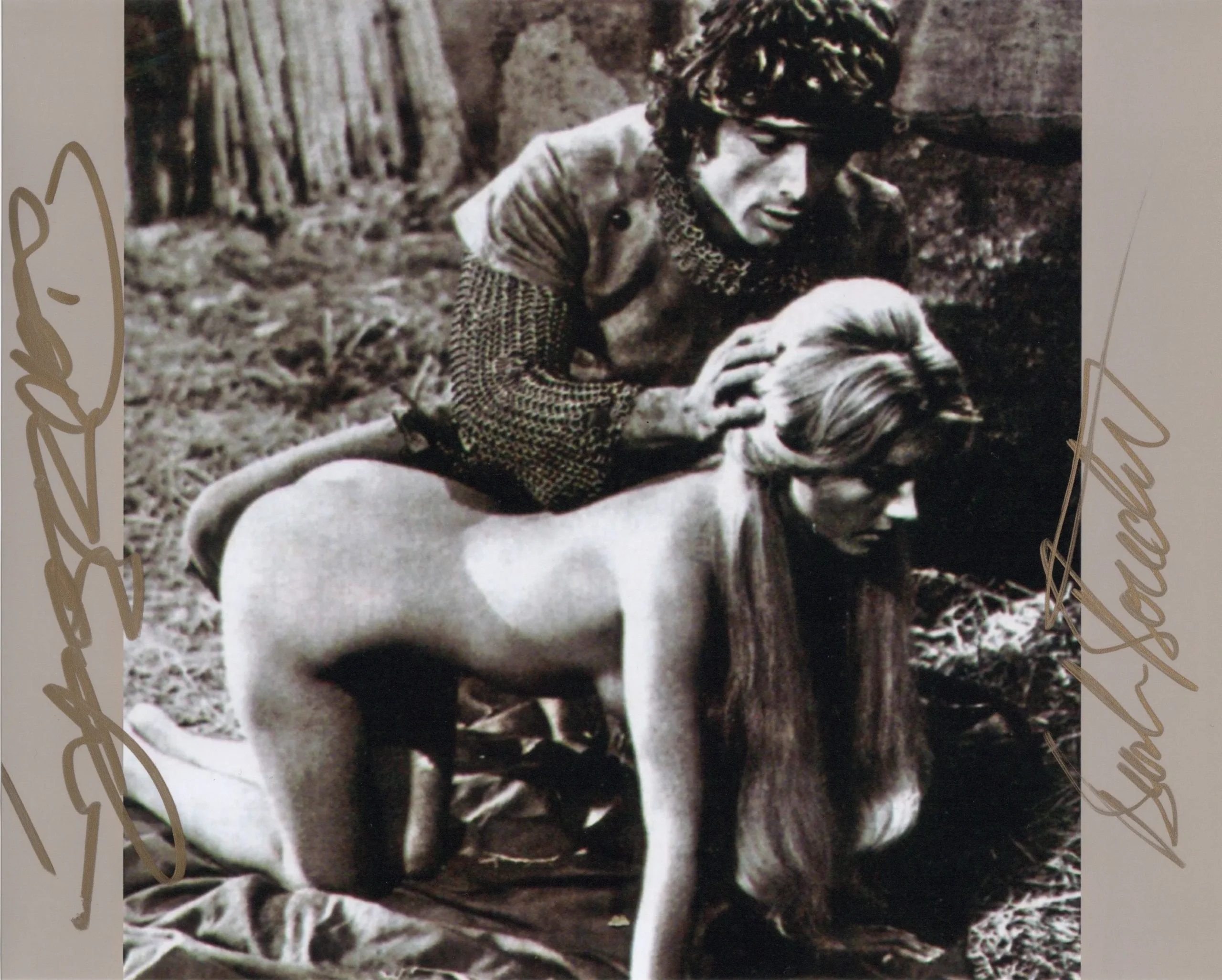 Don Backy and Barbara Bouchet Nude Scene โ Una Cavalla Tutta Nuda (1972) | Double Signed Photo