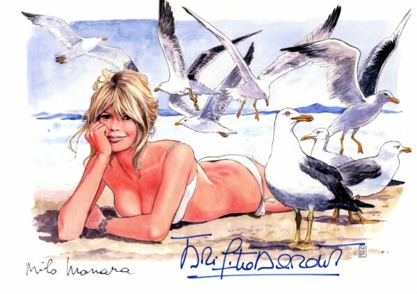 Artwork Stampato autografato da Milo Manara e Brigitte Bardot