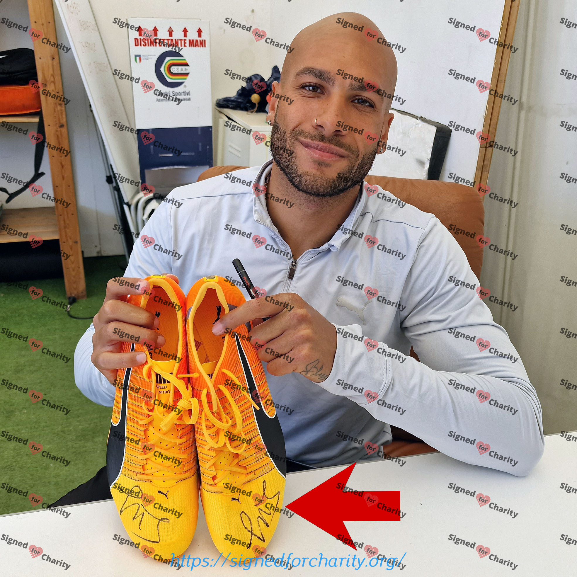 Marcell Jacobs – Signed Shoes – Puma evoSPEED Tokyo Nitro 400