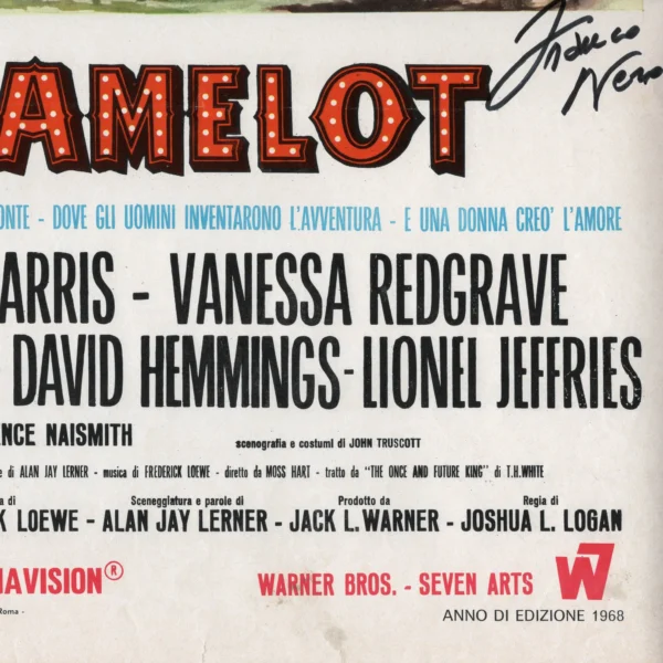 Franco Nero - Signed Poster - Camelot (1968) - Image 4