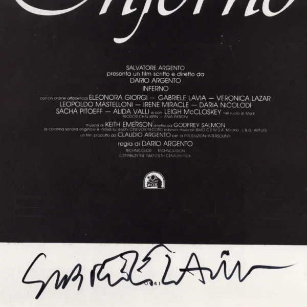 Dario Argento and Gabriele Lavia - Signed Poster - Inferno (1980) - Image 5