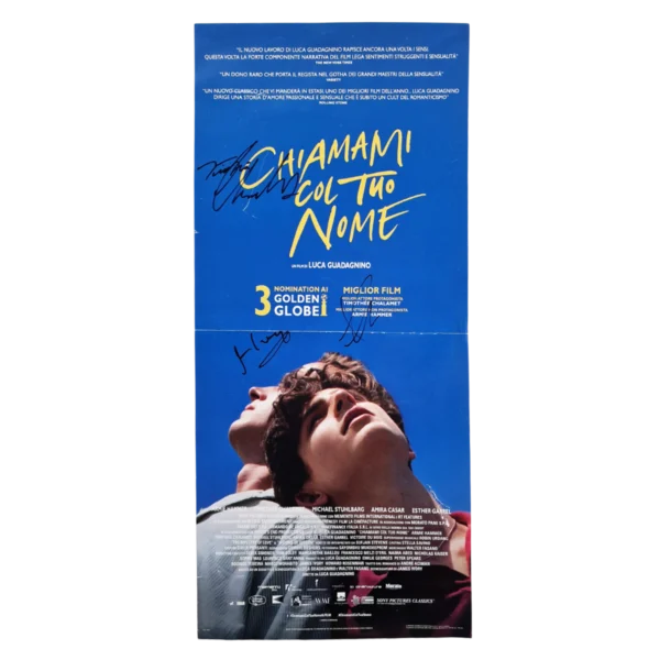 Timothée Chalamet, Armie Hammer and James Ivory - Signed Poster - Chiamami col tuo nome (2017)