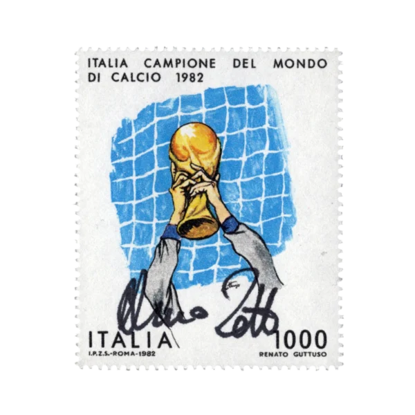 Dino Zoff - Signed Postage Stamp - 1.000 Lire 1982 Fifa World Cup