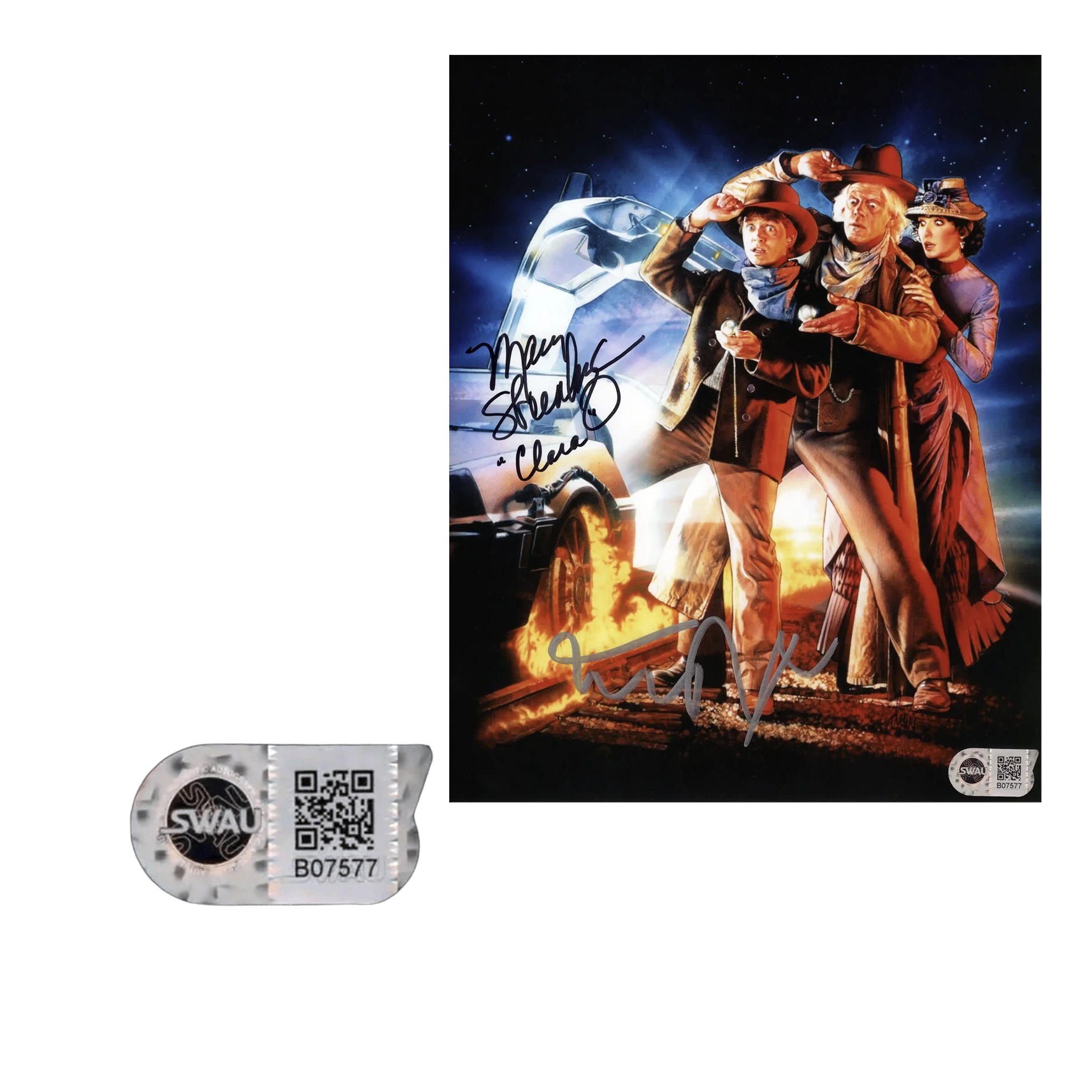 Mary Steenburgen and Michael J. Fox - Signed Photo - Back to the Future Part III SWAU Hologram