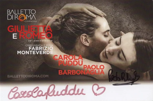 Carola Puddu and Paolo Barbonaglia - Signed Official Postcard - Giulietta e Romeo Tour 2022