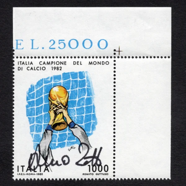 Dino Zoff - Signed Postage Stamp - 1.000 Lire 1982 Fifa World Cup