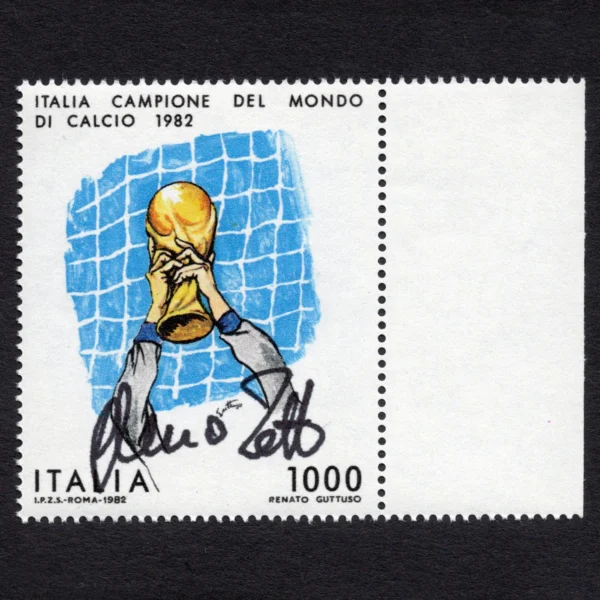 Dino Zoff - Signed Postage Stamp - 1.000 Lire 1982 Fifa World Cup