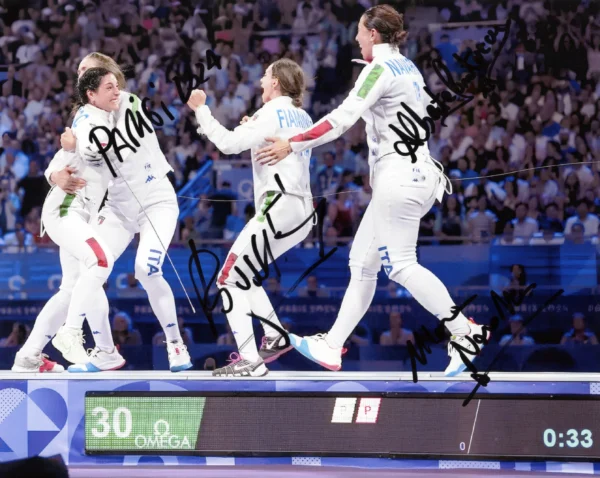 Mara Navarria, Alberta Santuccio and Rossella Fiamingo - Signed Photo - Paris Olympics 2024 (Gold Medal)