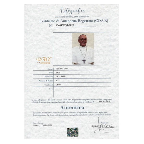 Papa Francesco Jorge Mario Bergoglio - Signed Official Photo - Autografia COA - Image 4