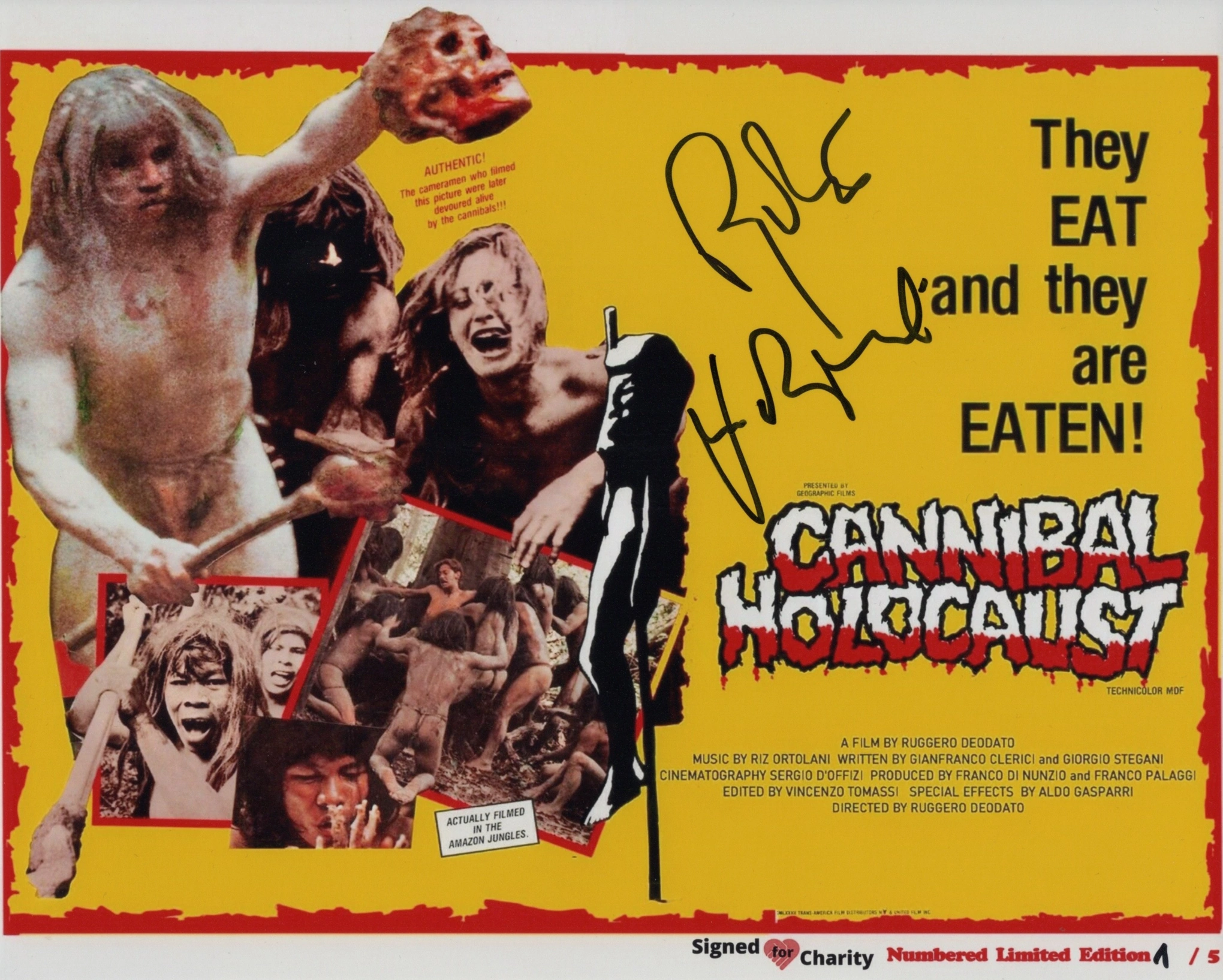 Luca Barbareschi and Ruggero Deodato - Signed Photo - Cannibal Holocaust (Signed for Charity Numbered Limited Edition)