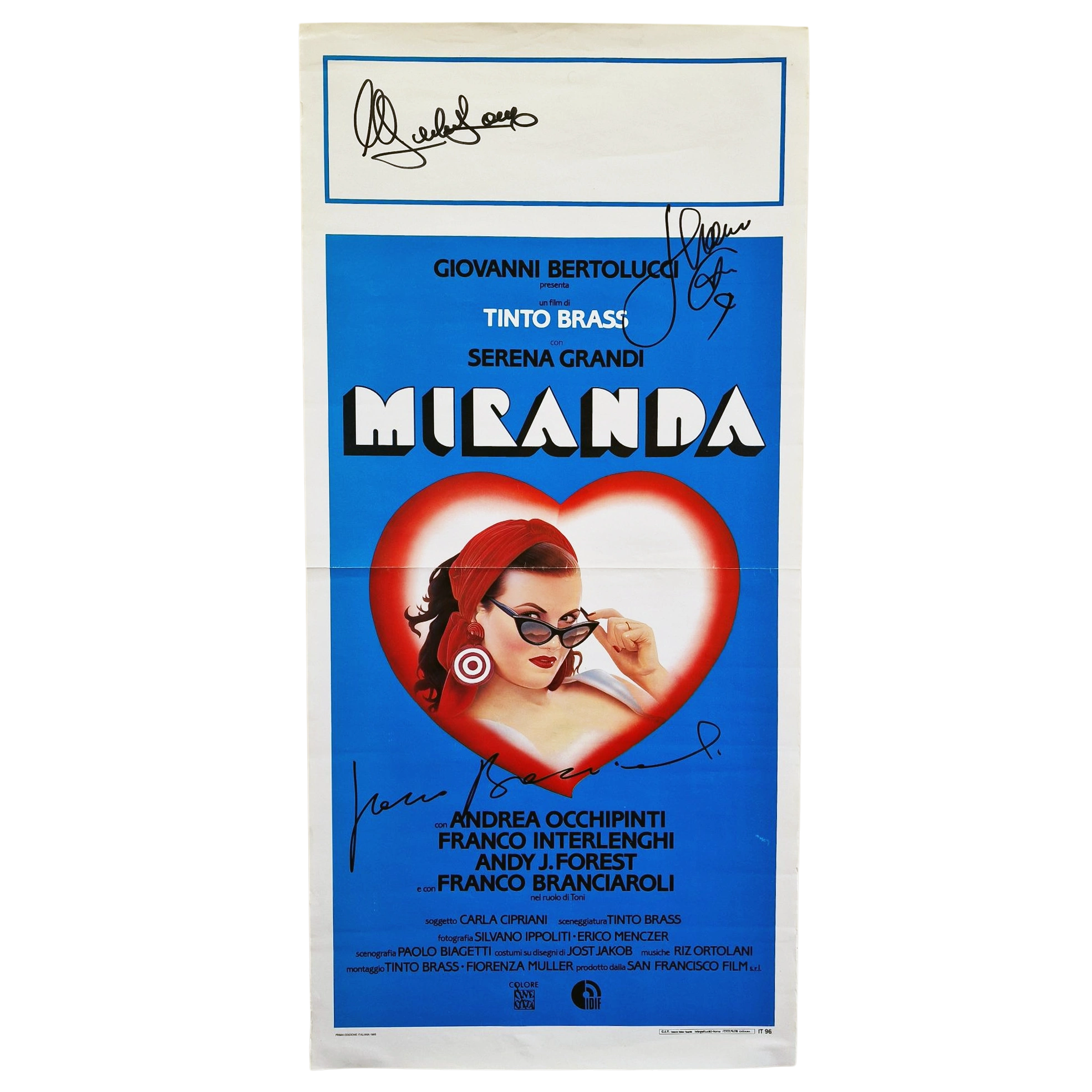 Franco Branciaroli, Serena Grandi and Malisa Longo - Signed Poster - Miranda (1985)