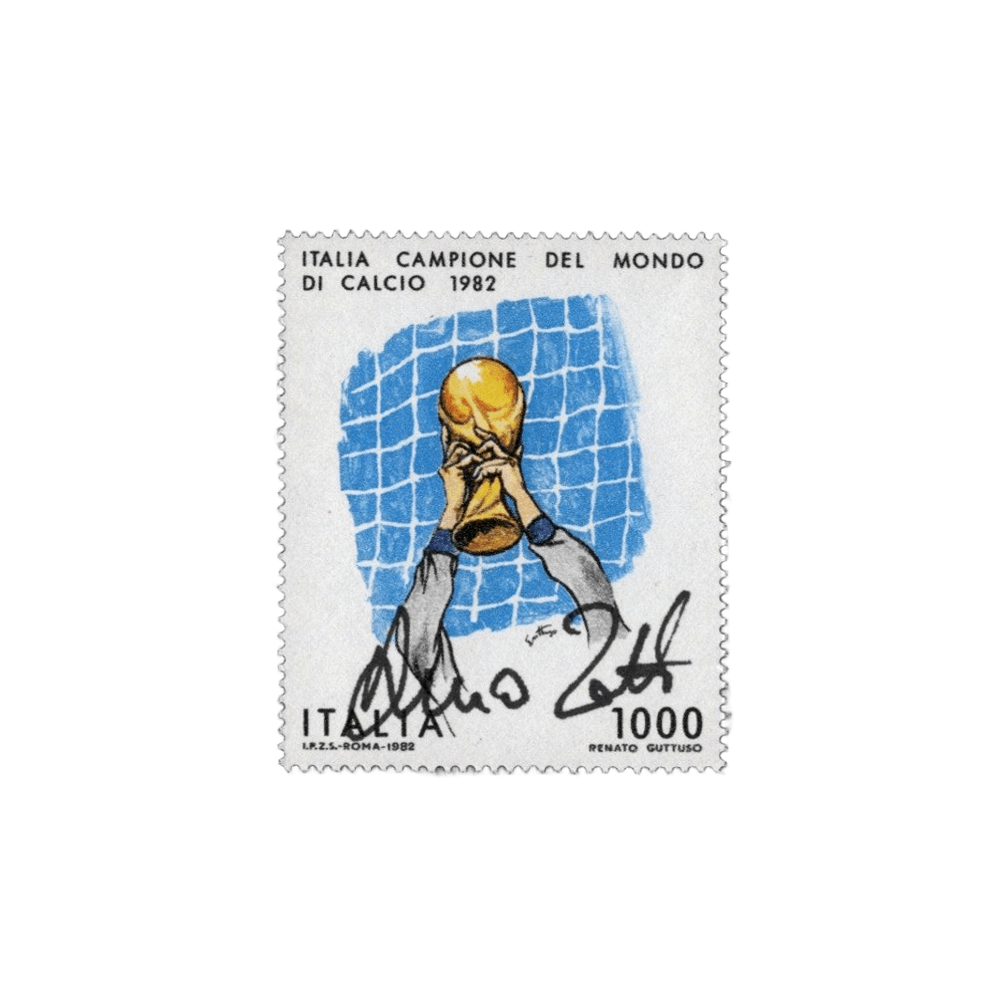 Dino Zoff - Signed Postage Stamp - 1.000 Lire 1982 Fifa World Cup