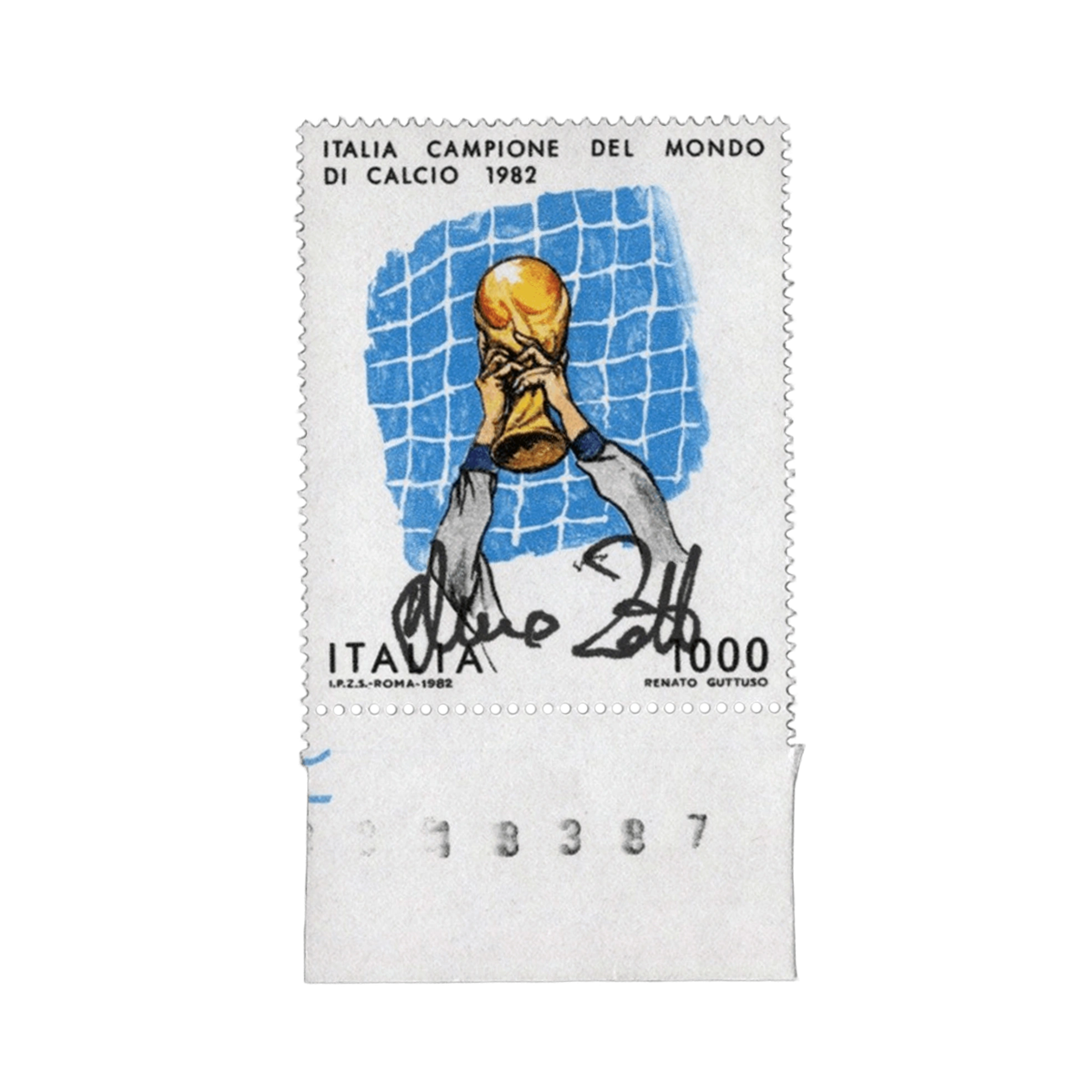Dino Zoff - Signed Postage Stamp - 1.000 Lire 1982 Fifa World Cup