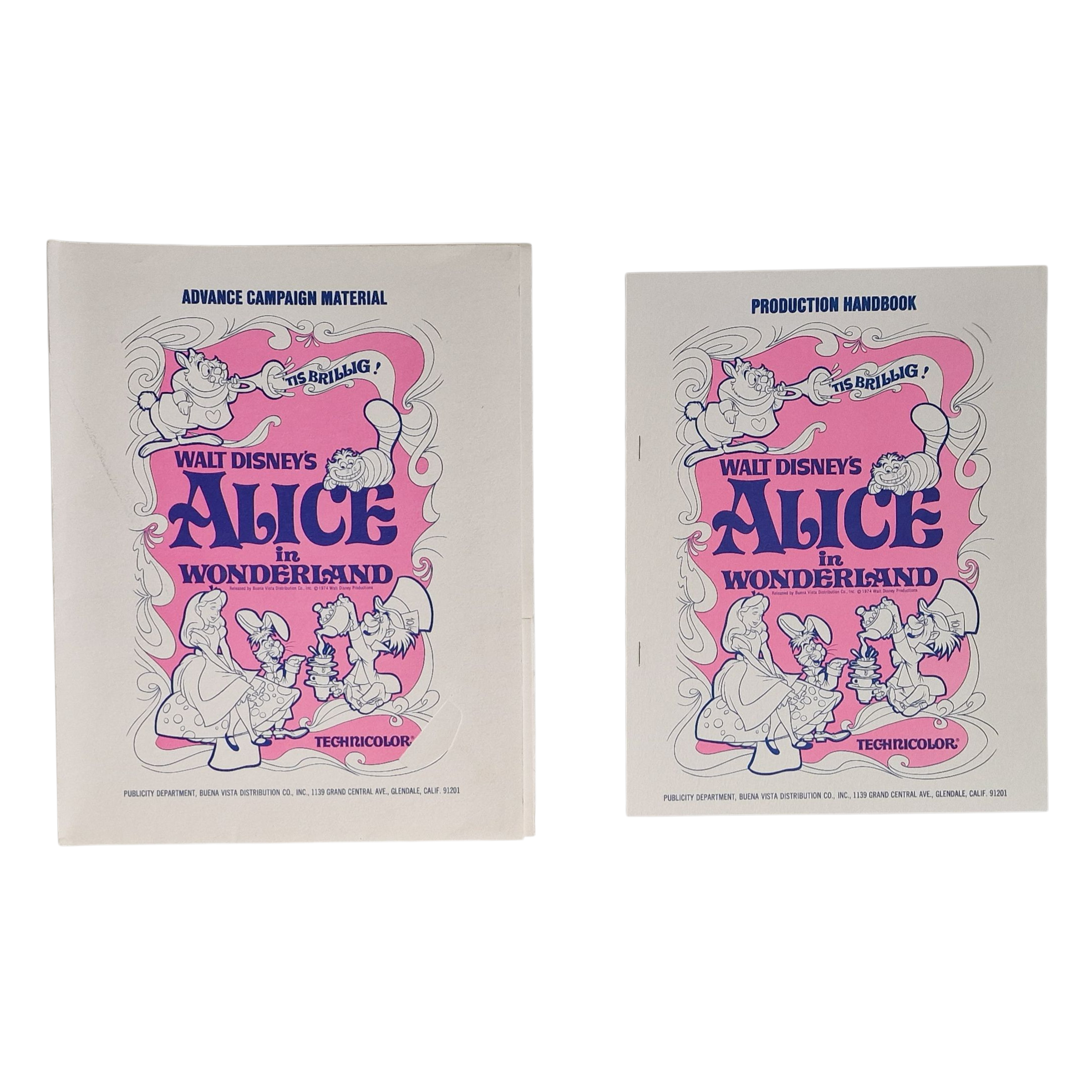 Original Walt Disney Alice in Wonderland Press Kit – Buena Vista Re-Release – Rare Publicity Folder with Production Notes