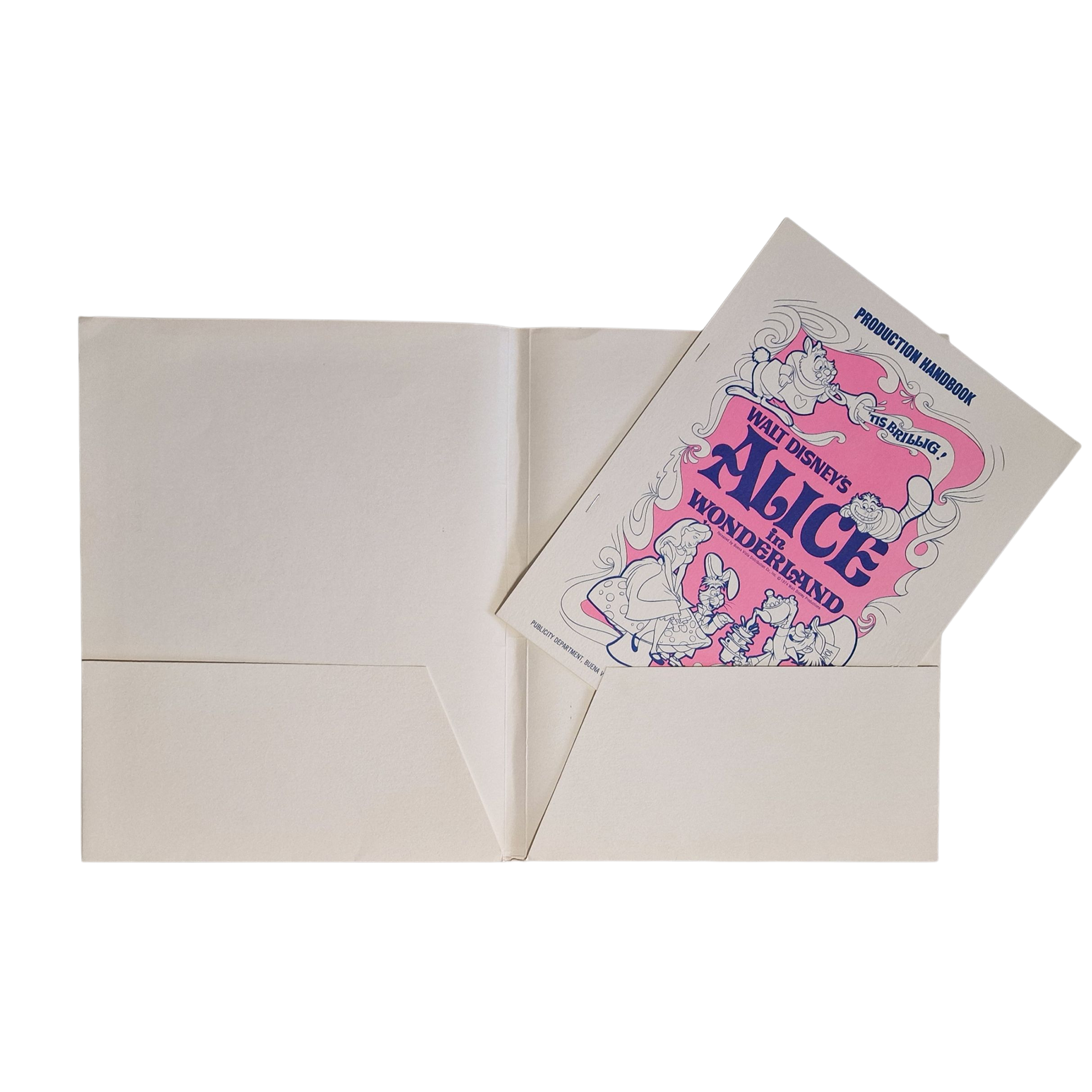 Original Walt Disney Alice in Wonderland Press Kit – Buena Vista Re-Release – Rare Publicity Folder with Production Notes - Image 2