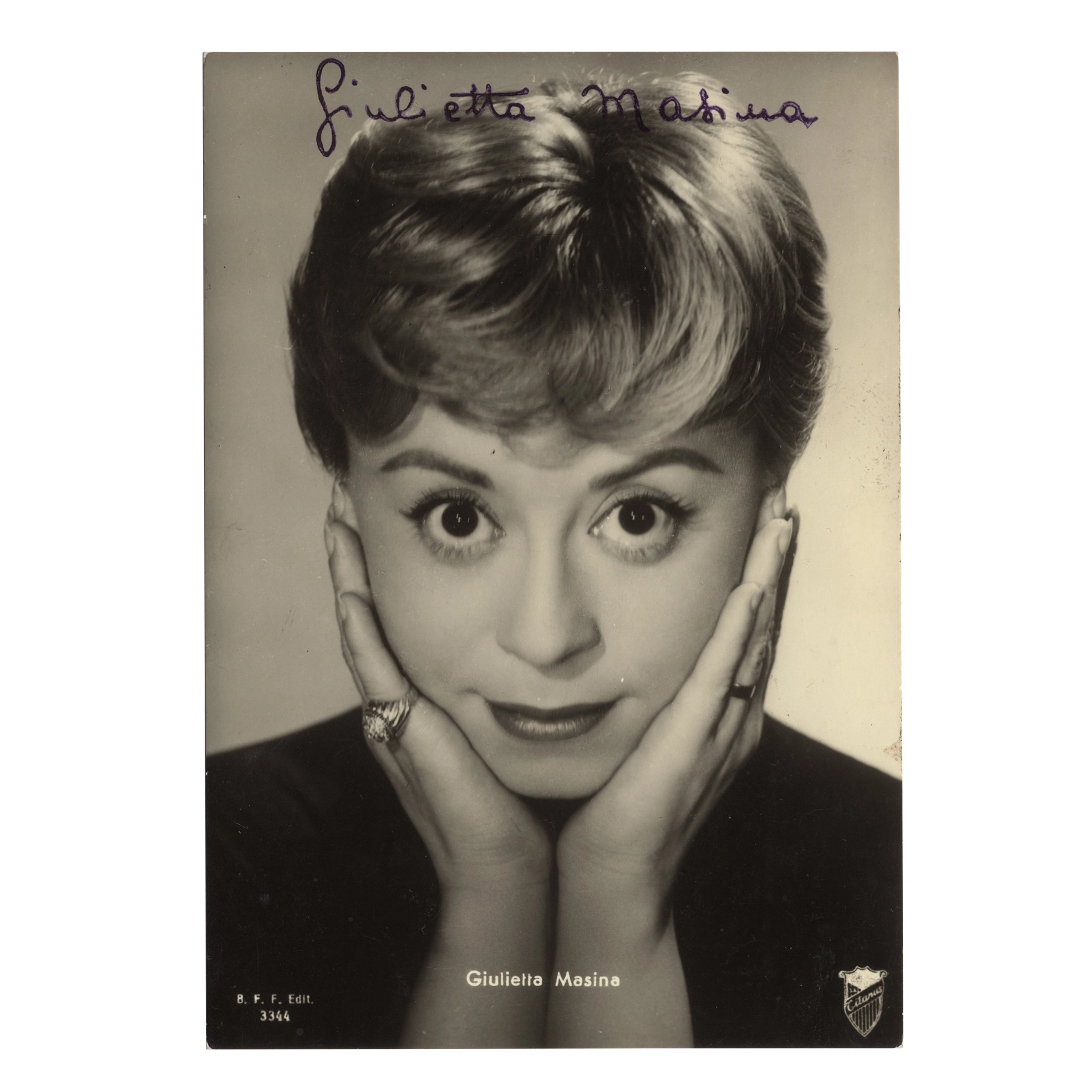 Giulietta Masina Vintage Official Postcard (1950s) – Printed Signature