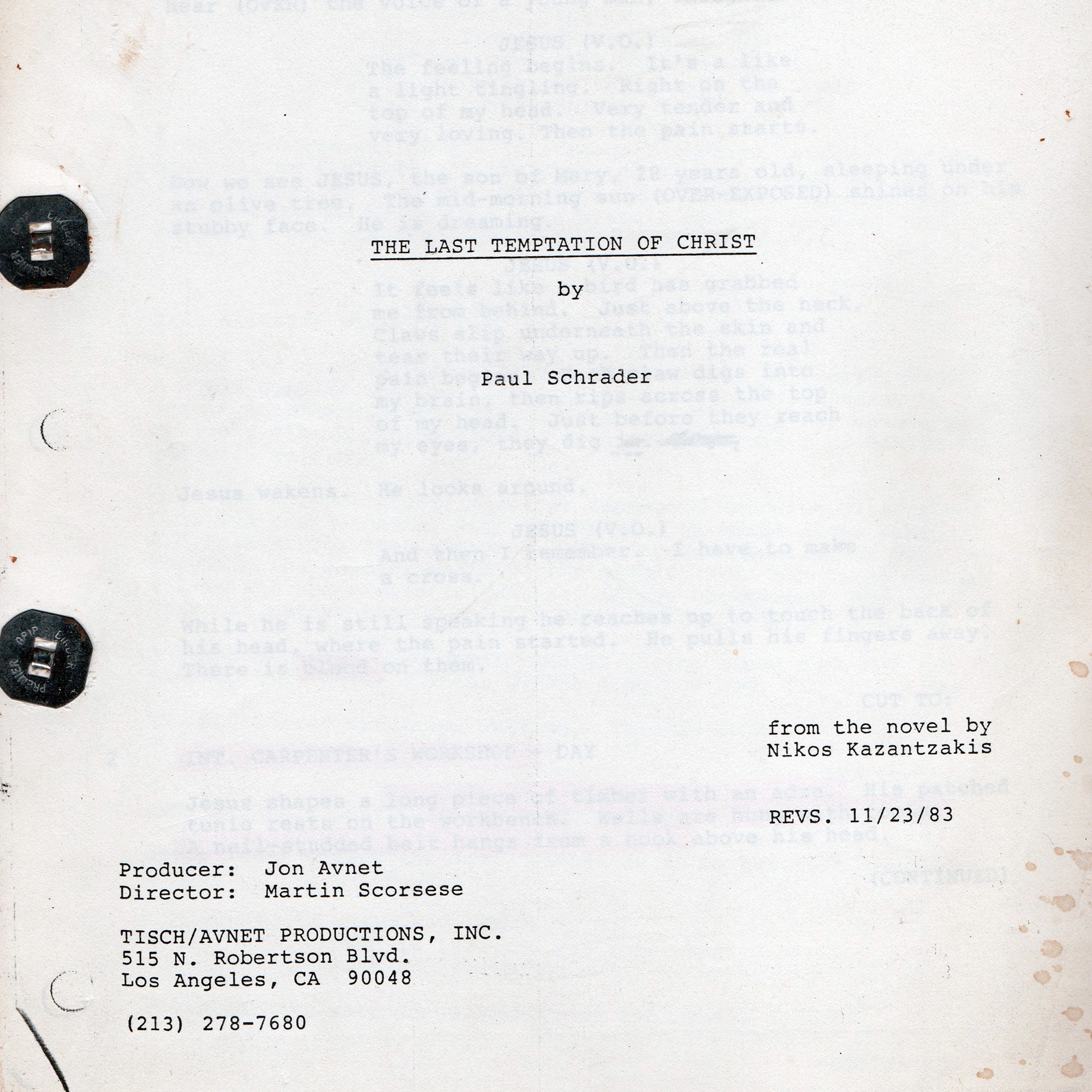Original Production Script “The Last Temptation of Christ” (1983) – Martin Scorsese - Image 3
