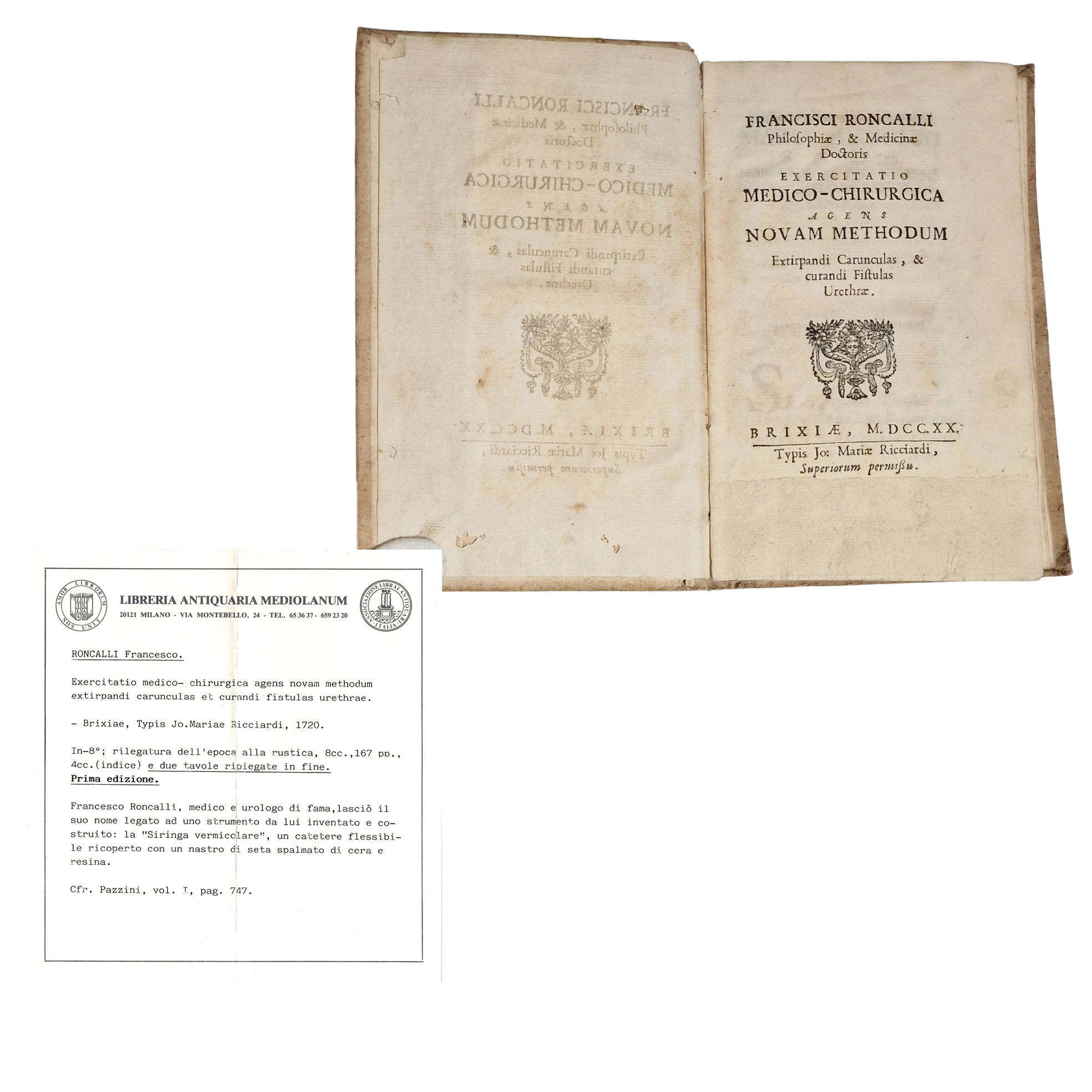 Antique medical book (1720) Francesco Roncalli Exercitatio Medico-Chirurgica