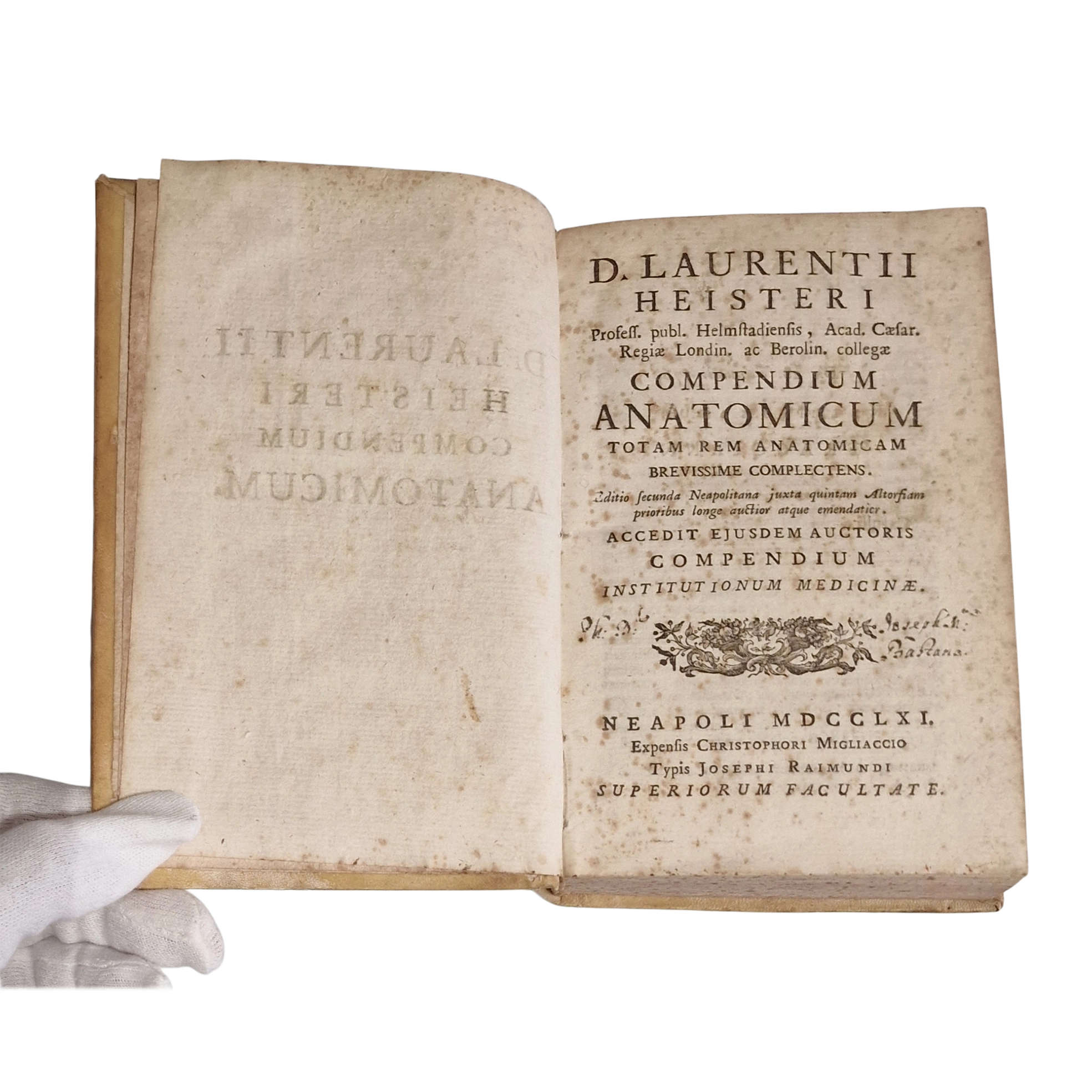 Antique medical book (1761) Laurentii Heister Compendium Anatomicum Naples Latin with engraved plates + Certificate - Image 5