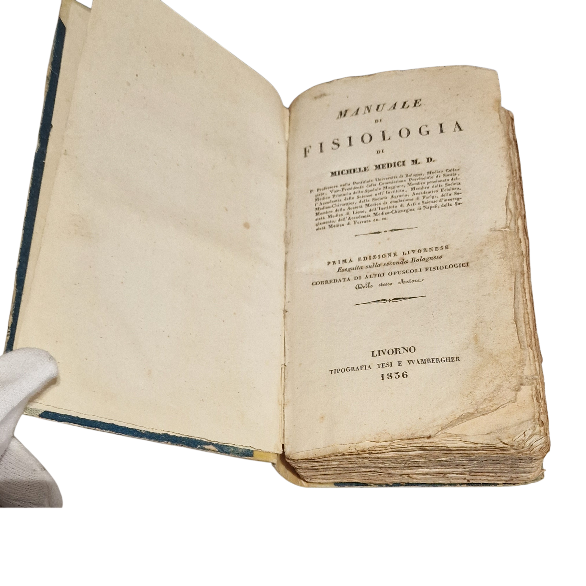 Antique medical book (1836) Michele Medici Manuale di Fisiologia Livorno Italian first ed. - Image 4