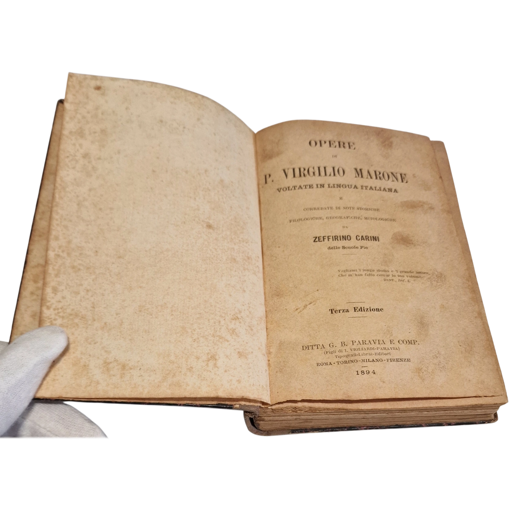 1894 Antique Italian Book – Opere di P. Virgilio Marone – Virgil - Image 4