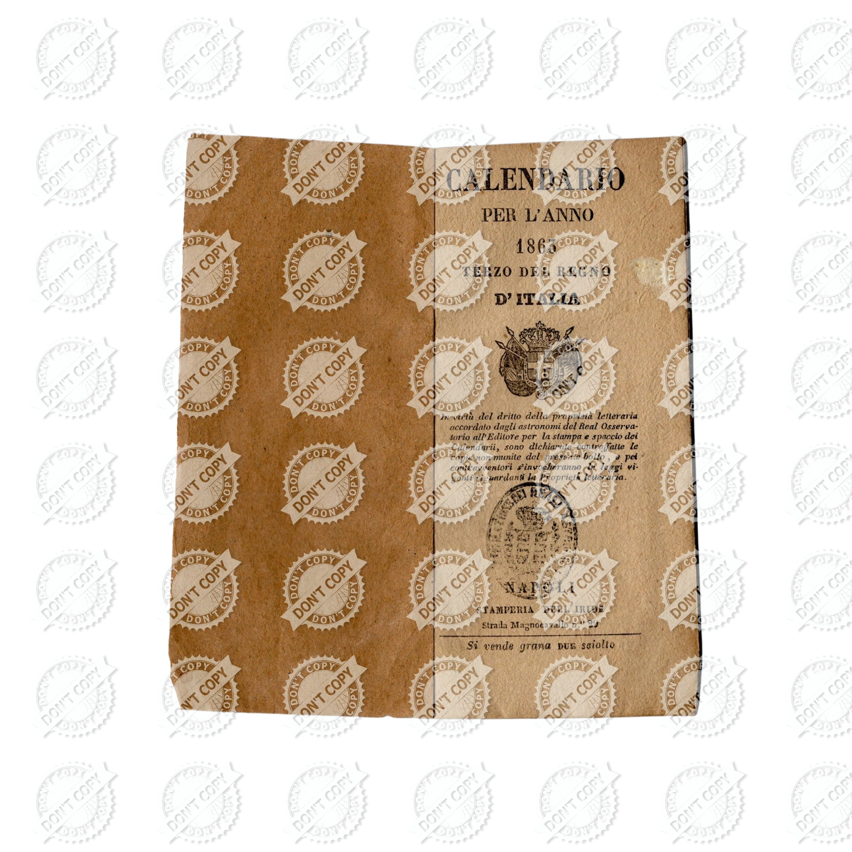 Antique Italian Calendar 1863 Almanac Booklet Stamperia dell'Iride Naples Book - Image 2