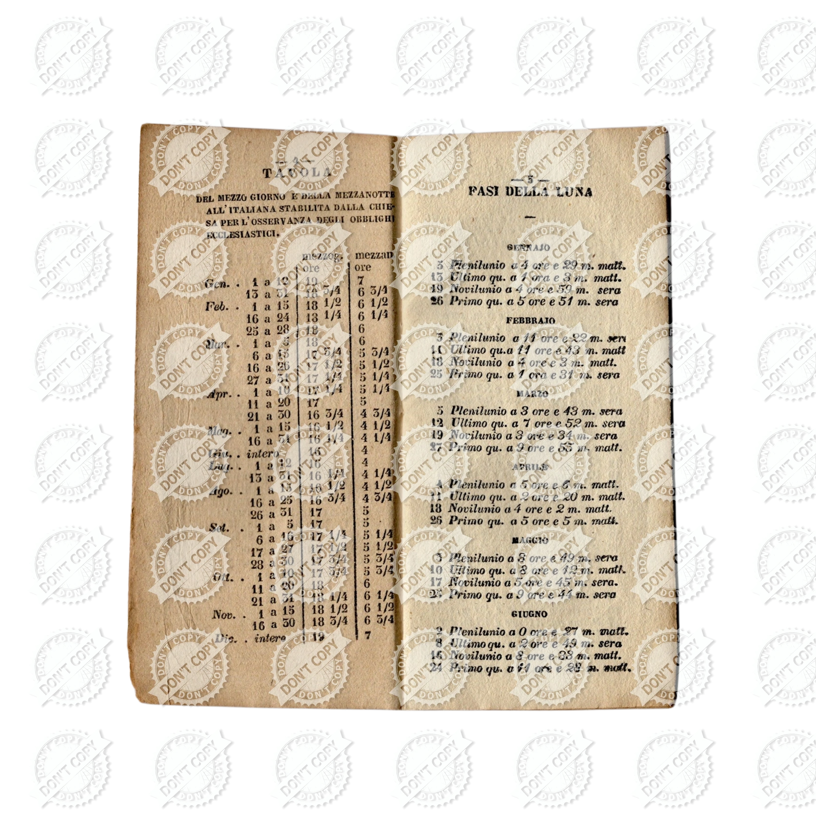 Antique Italian Calendar 1863 Almanac Booklet Stamperia dell'Iride Naples Book - Image 4