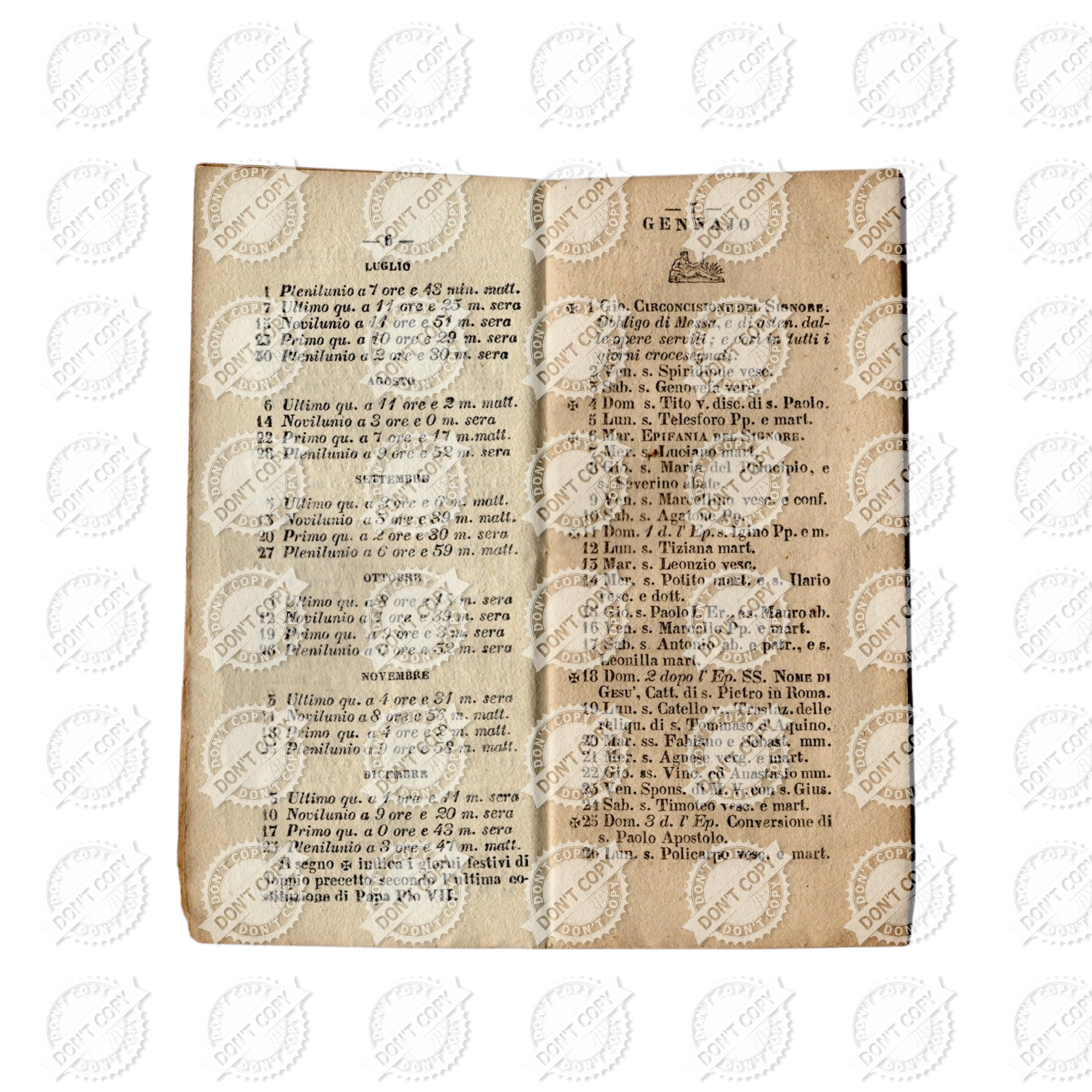 Antique Italian Calendar 1863 Almanac Booklet Stamperia dell'Iride Naples Book - Image 5