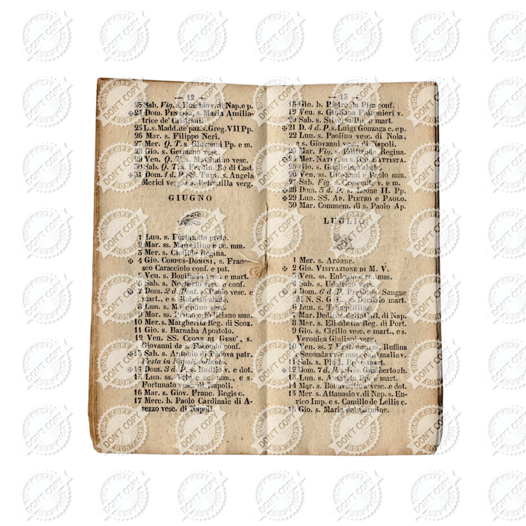 Antique Italian Calendar 1863 Almanac Booklet Stamperia dell'Iride Naples Book - Image 8