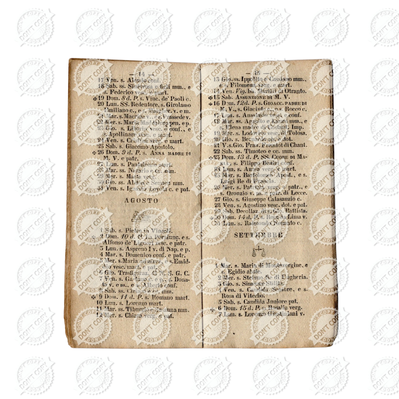 Antique Italian Calendar 1863 Almanac Booklet Stamperia dell'Iride Naples Book - Image 9