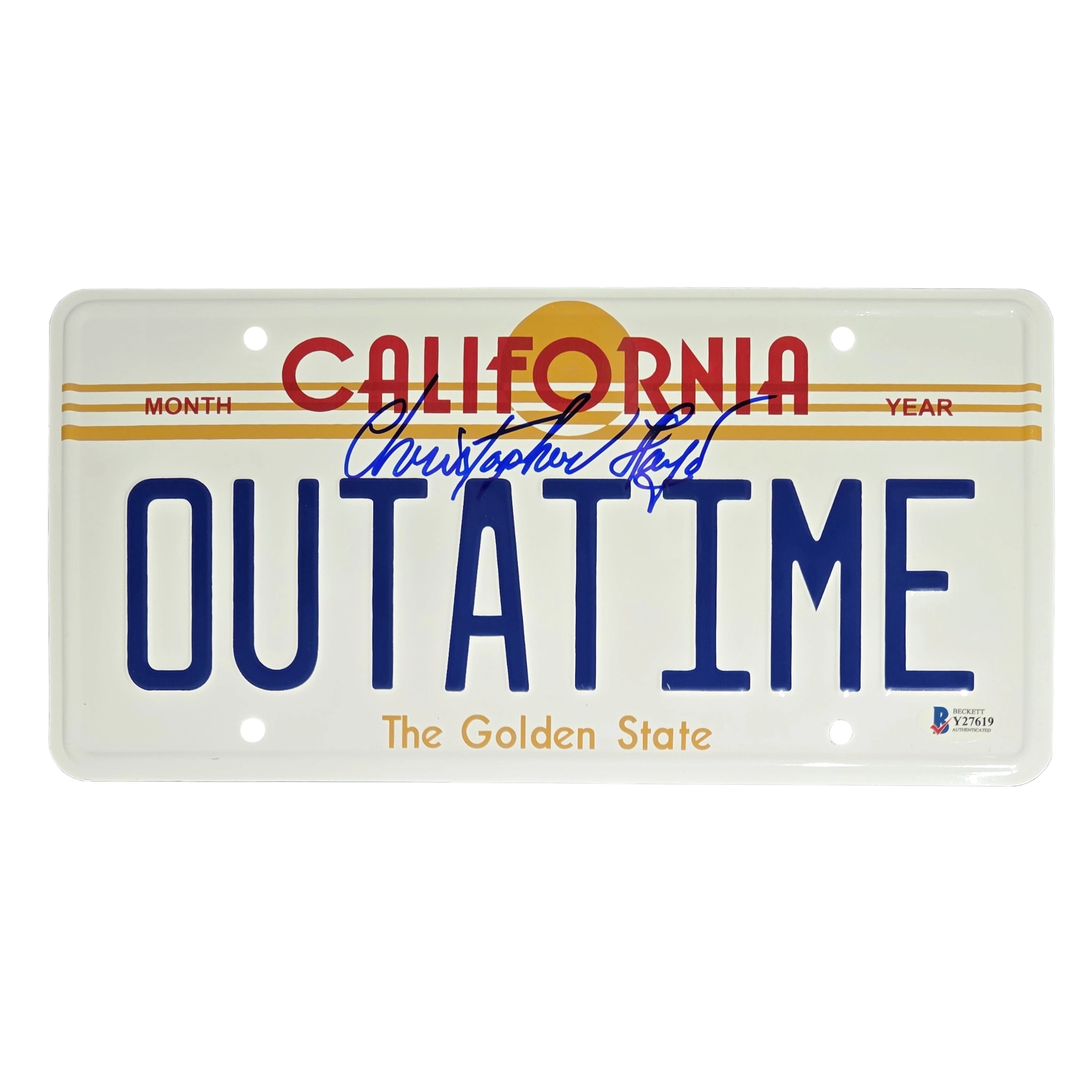 Back to the Future OUTATIME License Plate signed by Christopher Lloyd Beckett - Image 2