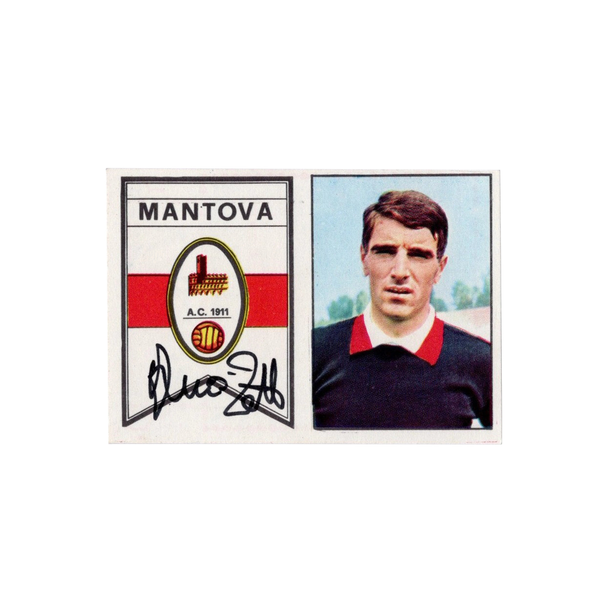 Dino Zoff - Autographed Soccer Sticker Card - Panini Mantova 1965 - 66