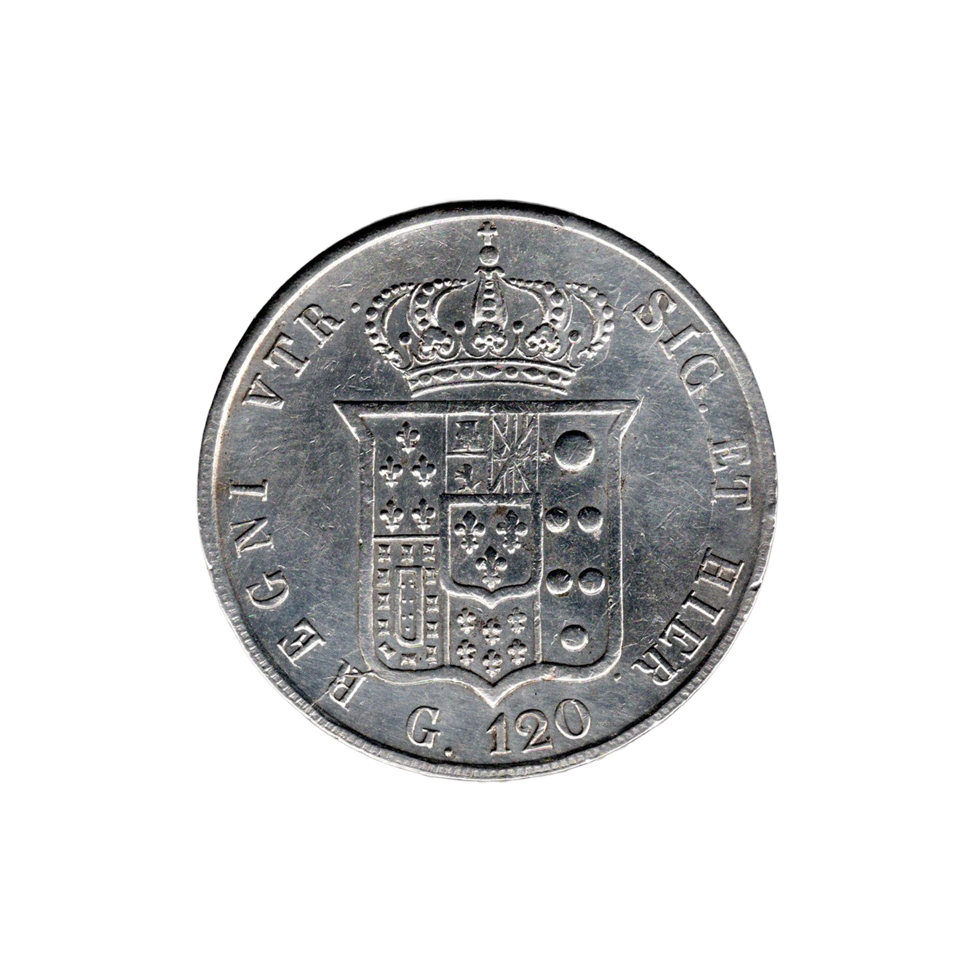 1856 Ferdinand II Silver 120 Grana – Kingdom of the Two Sicilies Coin