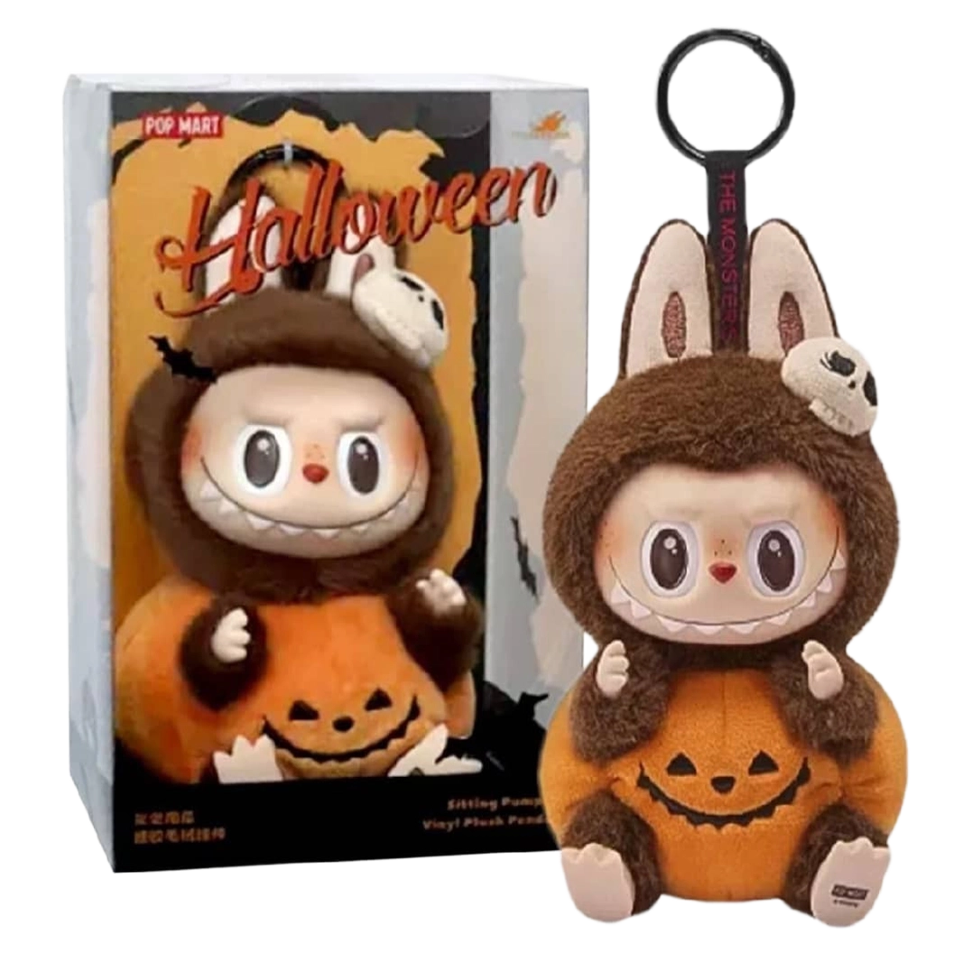 Original Pop Mart LABUBU THE MONSTERS Happy Halloween Party Series-Sitting Pumpkin Vinyl Plush Pendant - Image 2