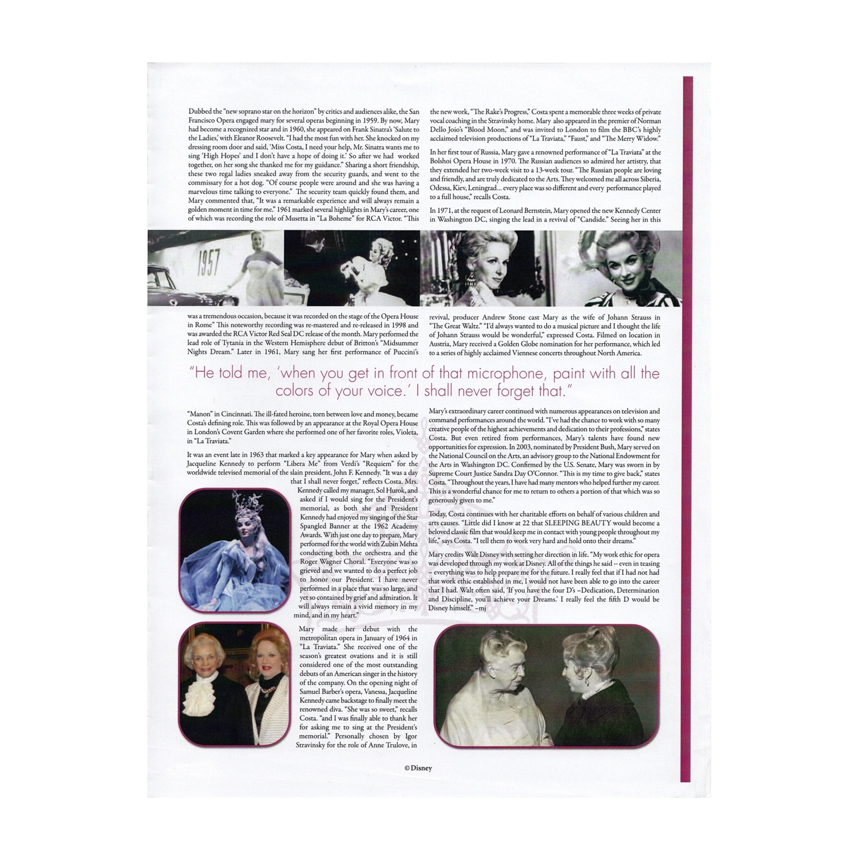 Mary Costa Signed Brochure – The Voice of Princess Aurora (Sleeping Beauty) - Image 3