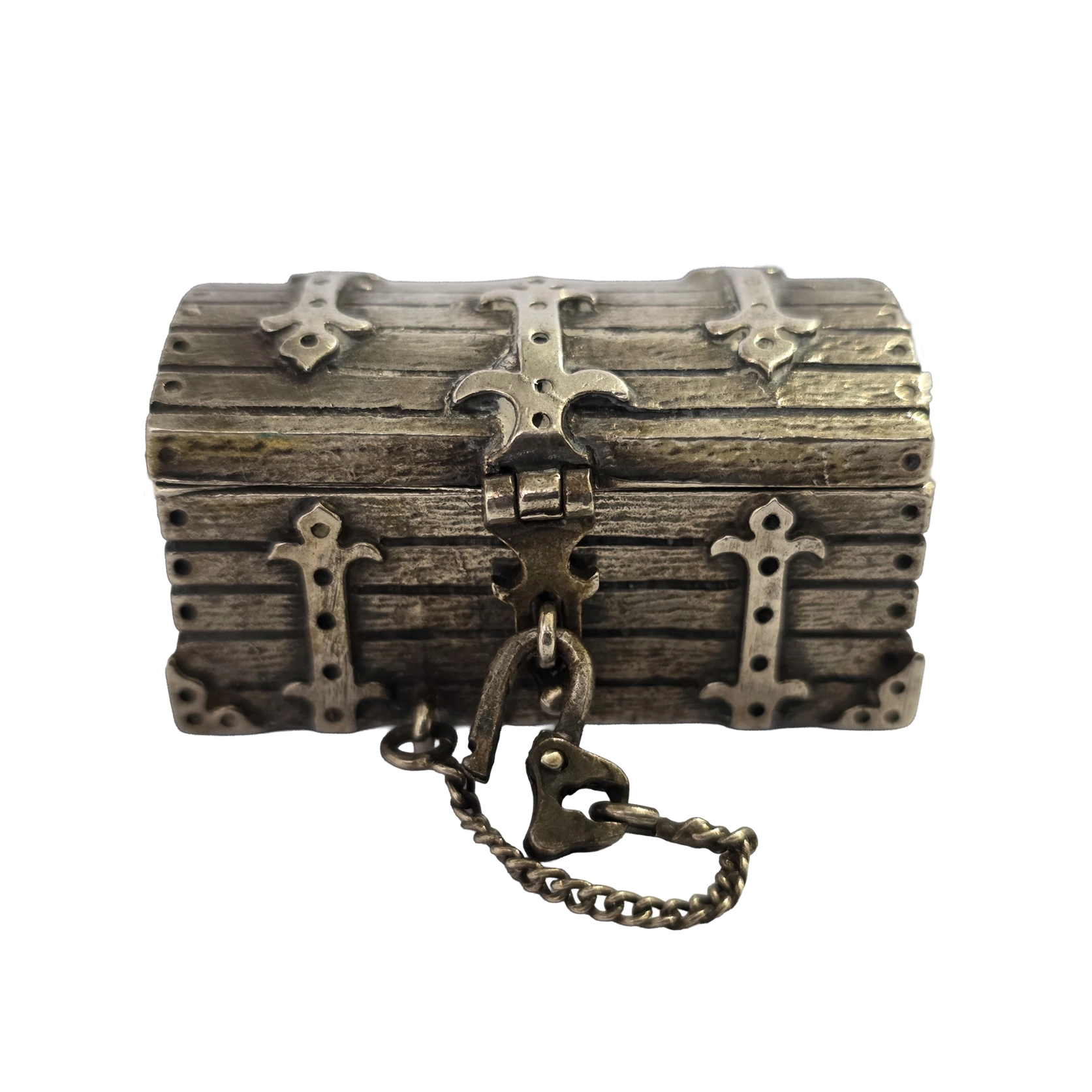 800 Silver Miniature Treasure Chest Medieval Casket 44g