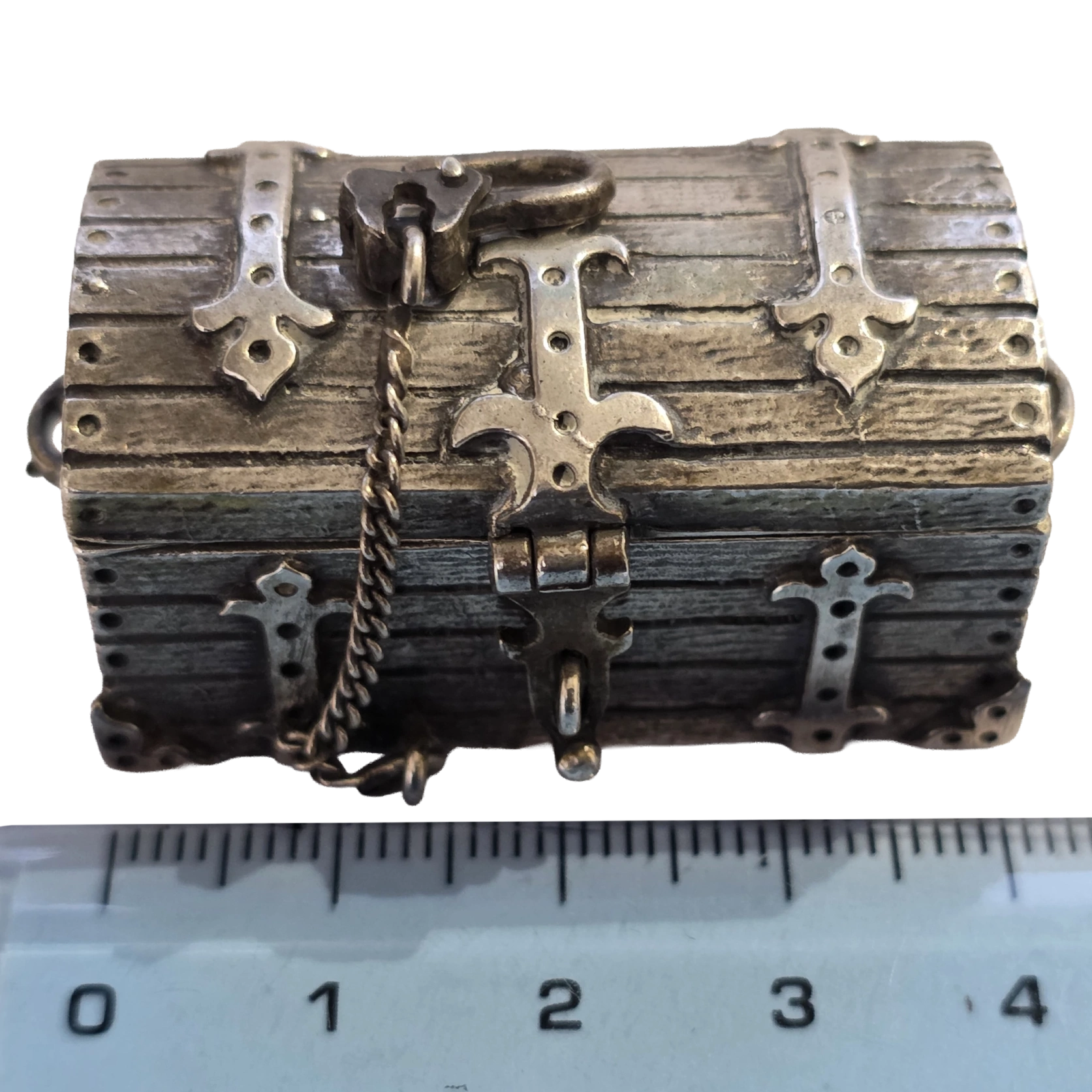 800 Silver Miniature Treasure Chest Medieval Casket 44g - Image 5