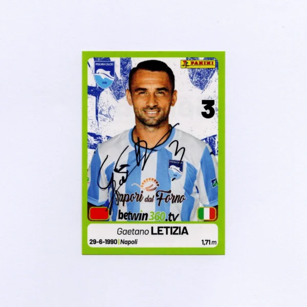Gaetano Letizia – Autographed Soccer Sticker Card – Pescara Calcio ...