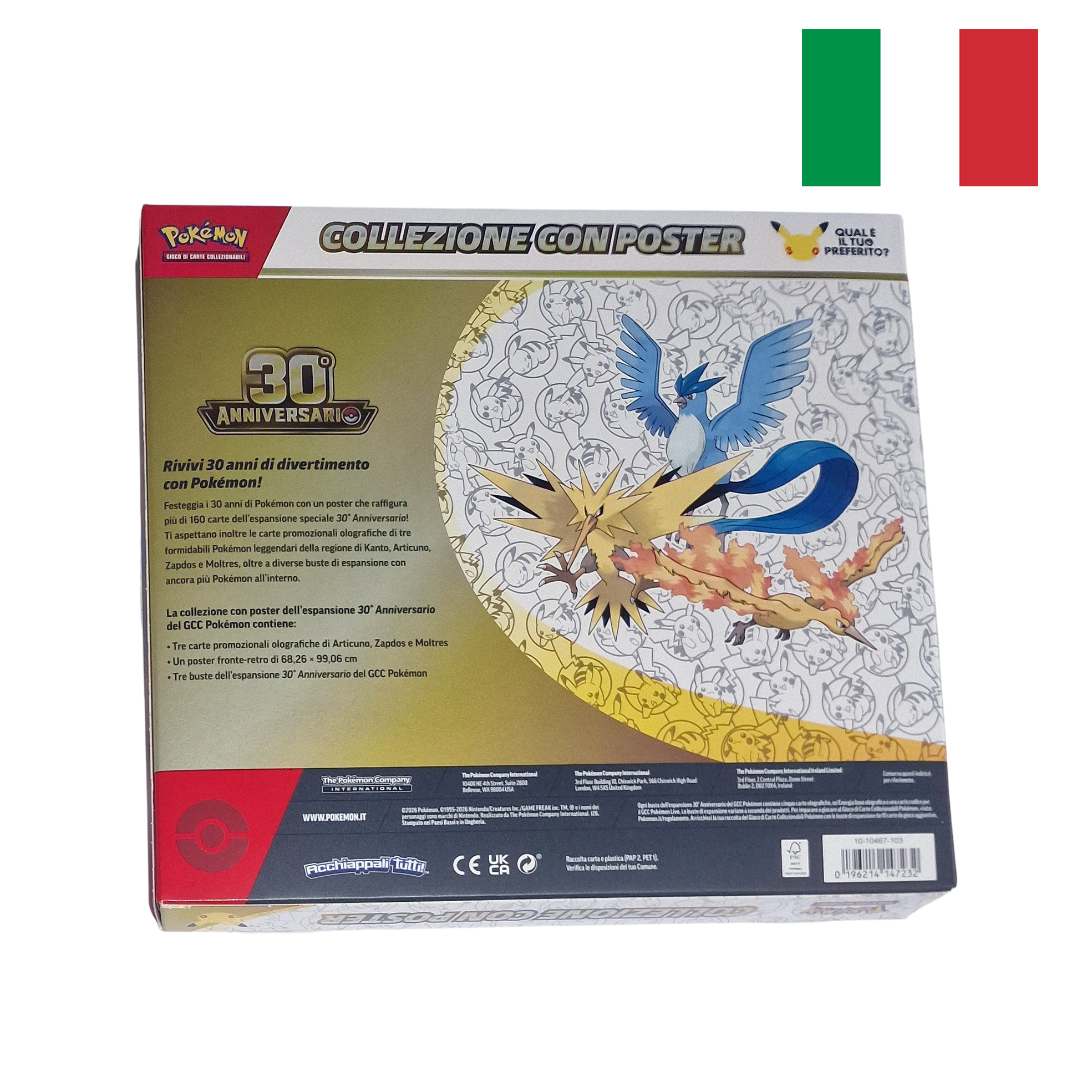 Pokémon TCG 30th Anniversary Poster Collection – Articuno Zapdos Moltres – Italian Edition – Factory Sealed - Image 3