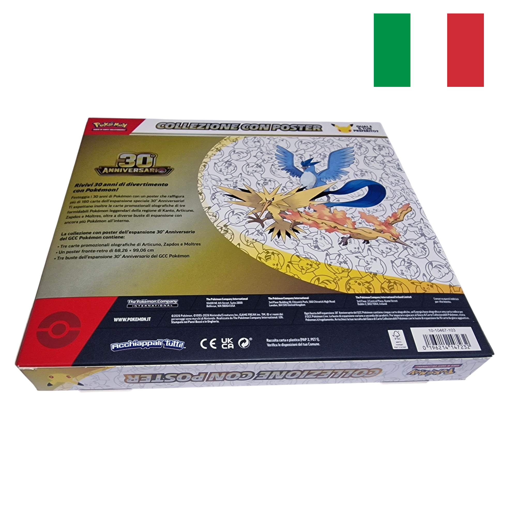 Pokémon TCG 30th Anniversary Poster Collection – Articuno Zapdos Moltres – Italian Edition – Factory Sealed - Image 4
