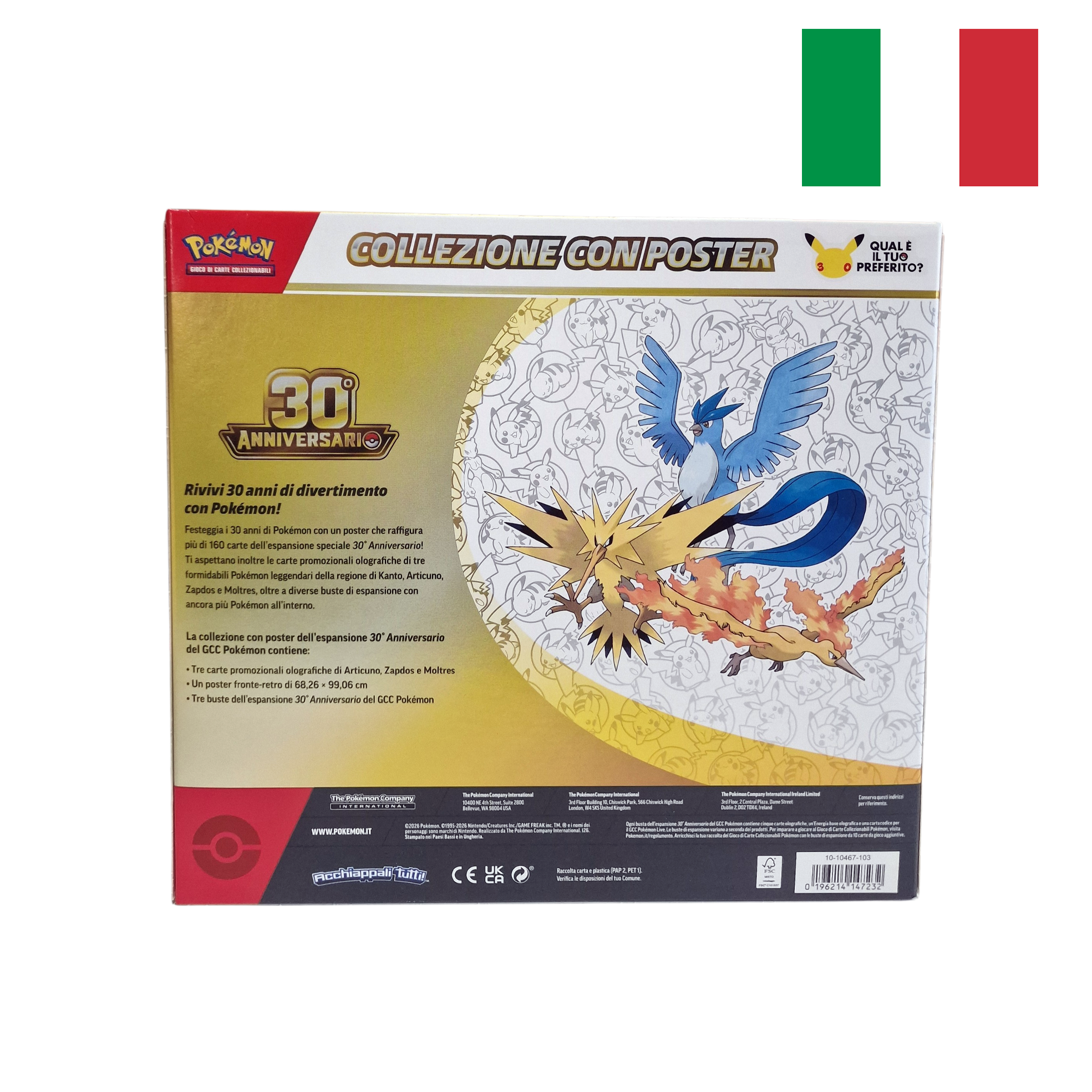 Pokémon TCG 30th Anniversary Poster Collection – Legendary Birds – Italian Edition Sealed - Image 3