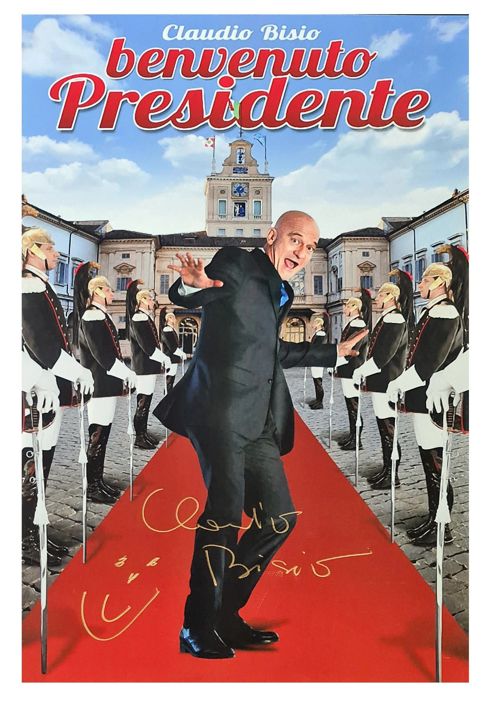 Claudio Bisio Signed Canvas โ Benvenuto Presidente! โ Framed Autograph - Image 3