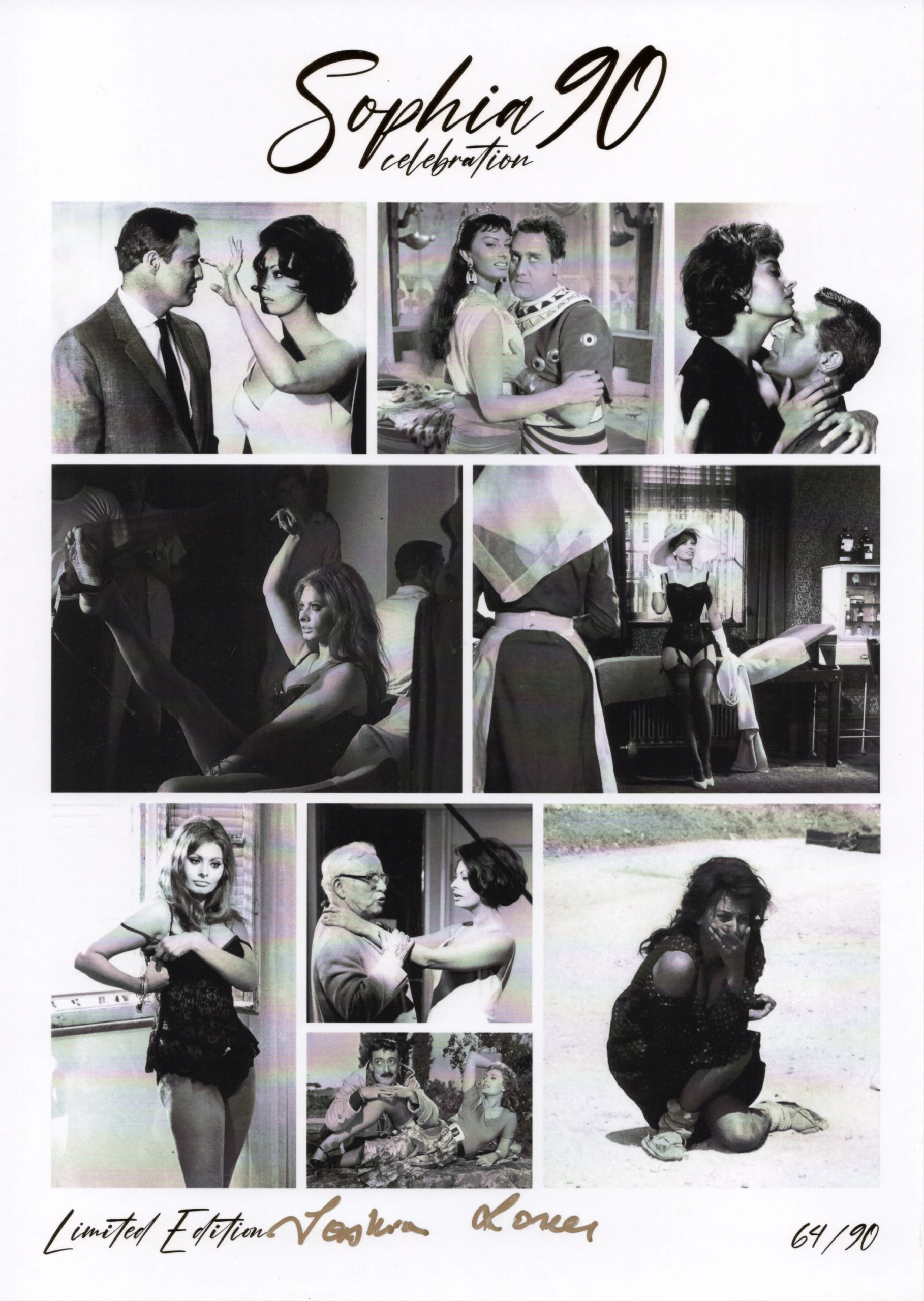 Sophia Loren 90th Birthday Signed Print Exclusive Limited Edition Gold 64/90