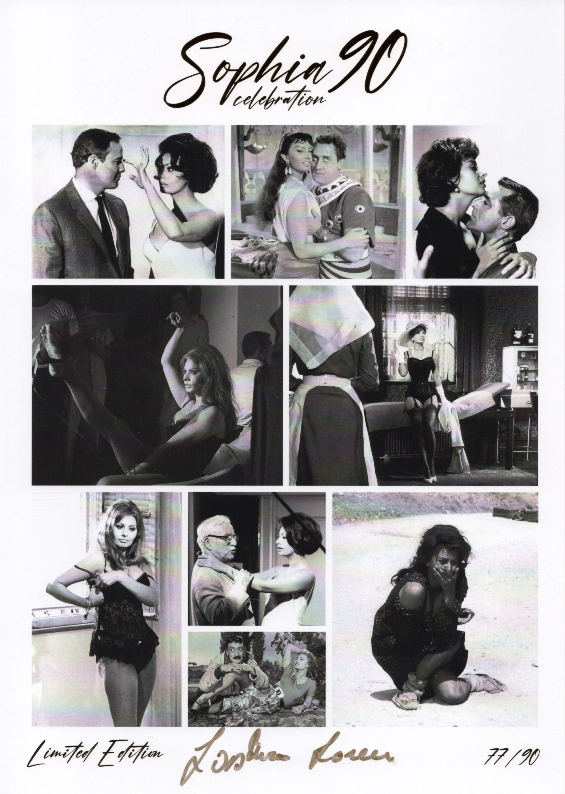 Sophia Loren Original Hand Signed Gold Celebration Print Numbered 77/90