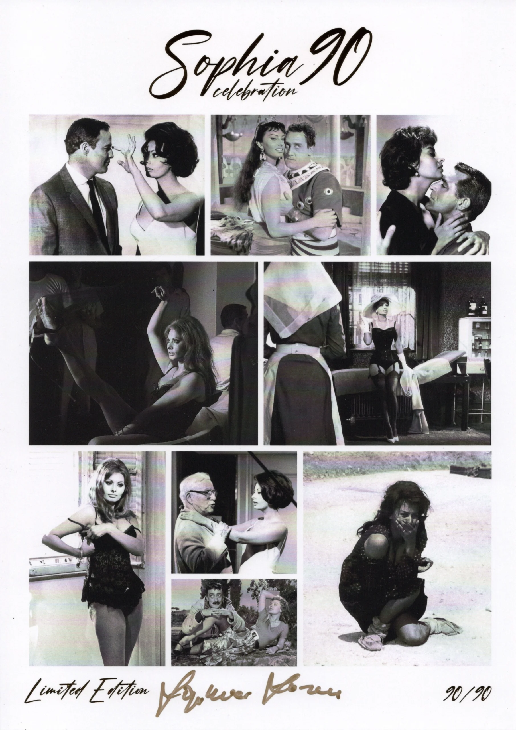 Sophia Loren Exclusive 90th Birthday Hand Signed Print Gold Limited Edition 90/90